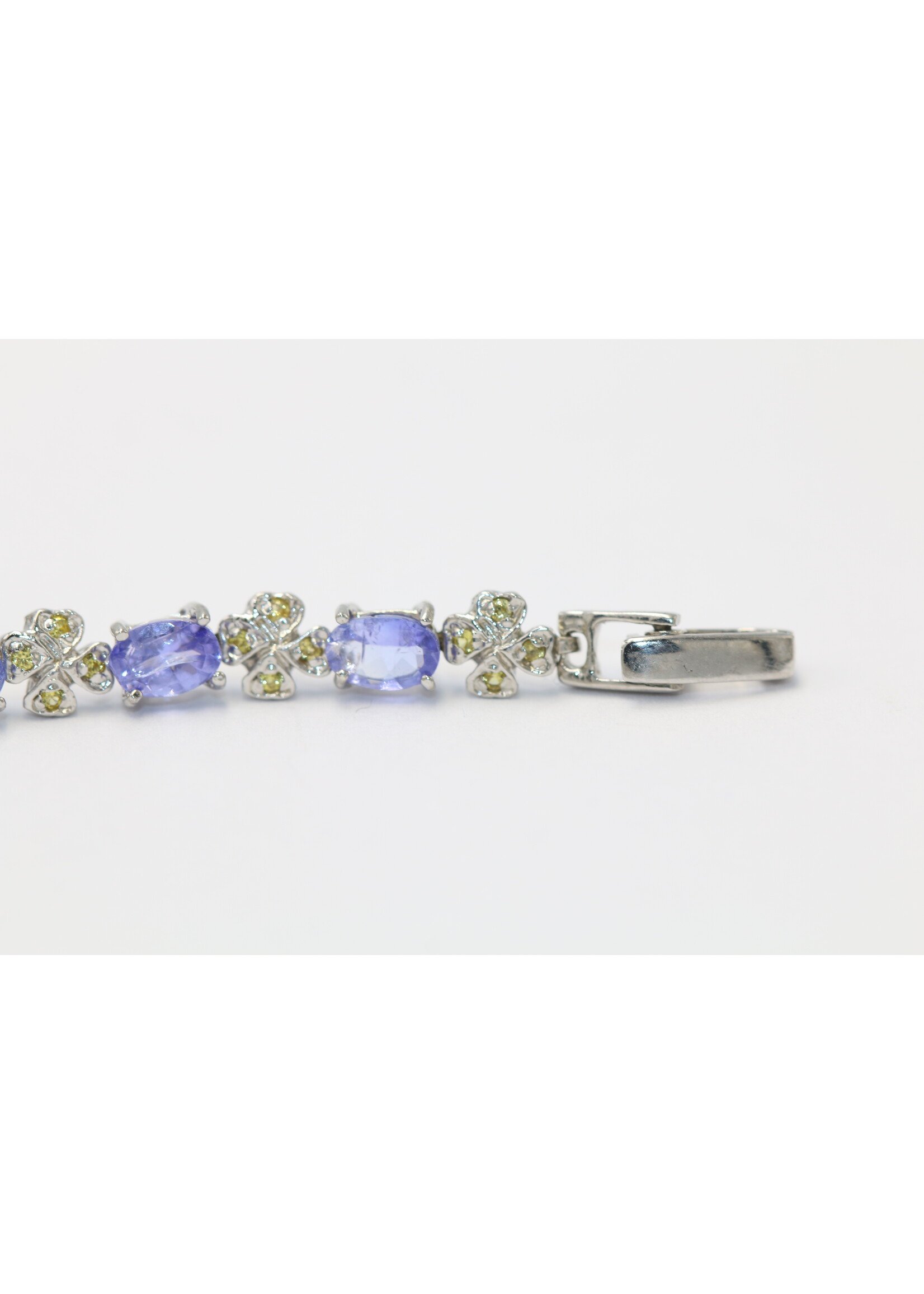 Bracciale in argento rodiato 925 con zaffiri naturali e tanzaniti