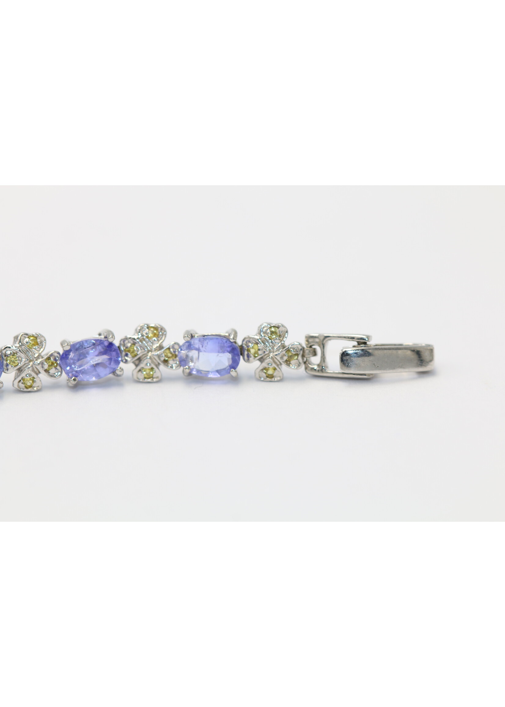 Bracelet en argent 925 rhodié serti de saphirs naturels et de tanzanites