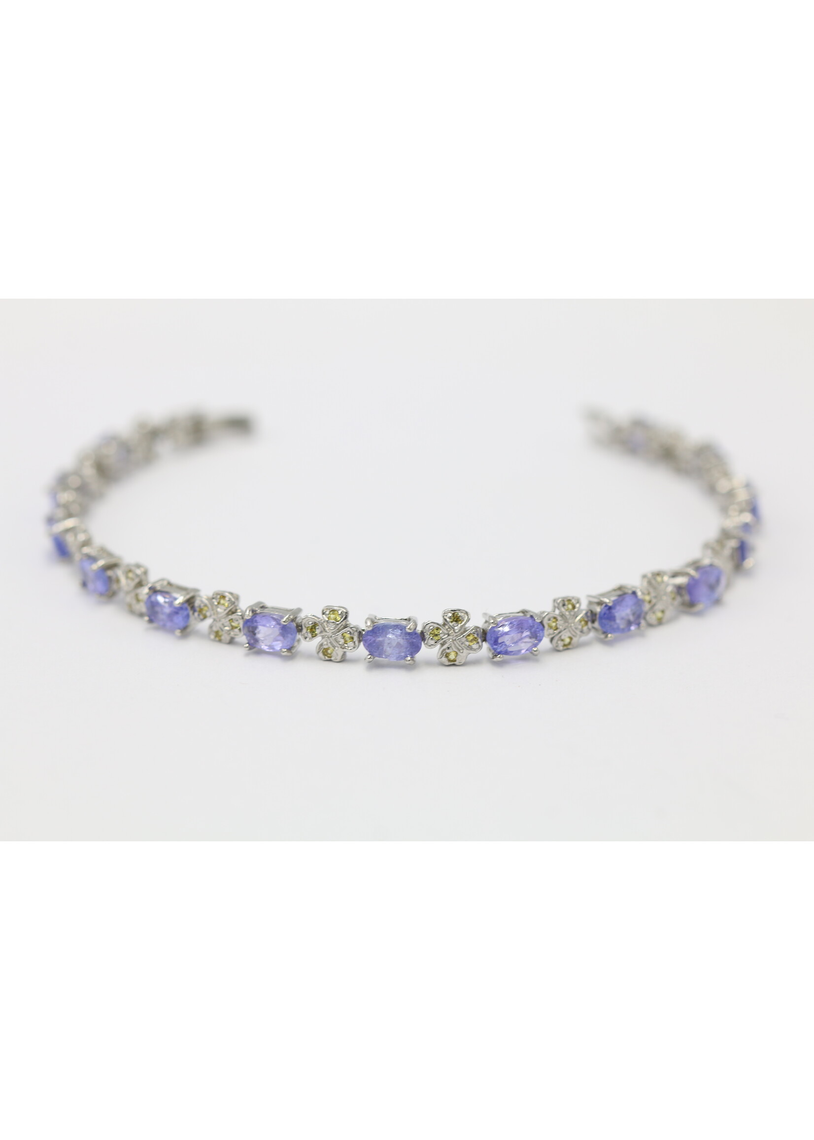 Bracciale in argento rodiato 925 con zaffiri naturali e tanzaniti