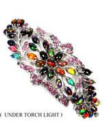 Bracelet set with natural black Opal and Rhodolites