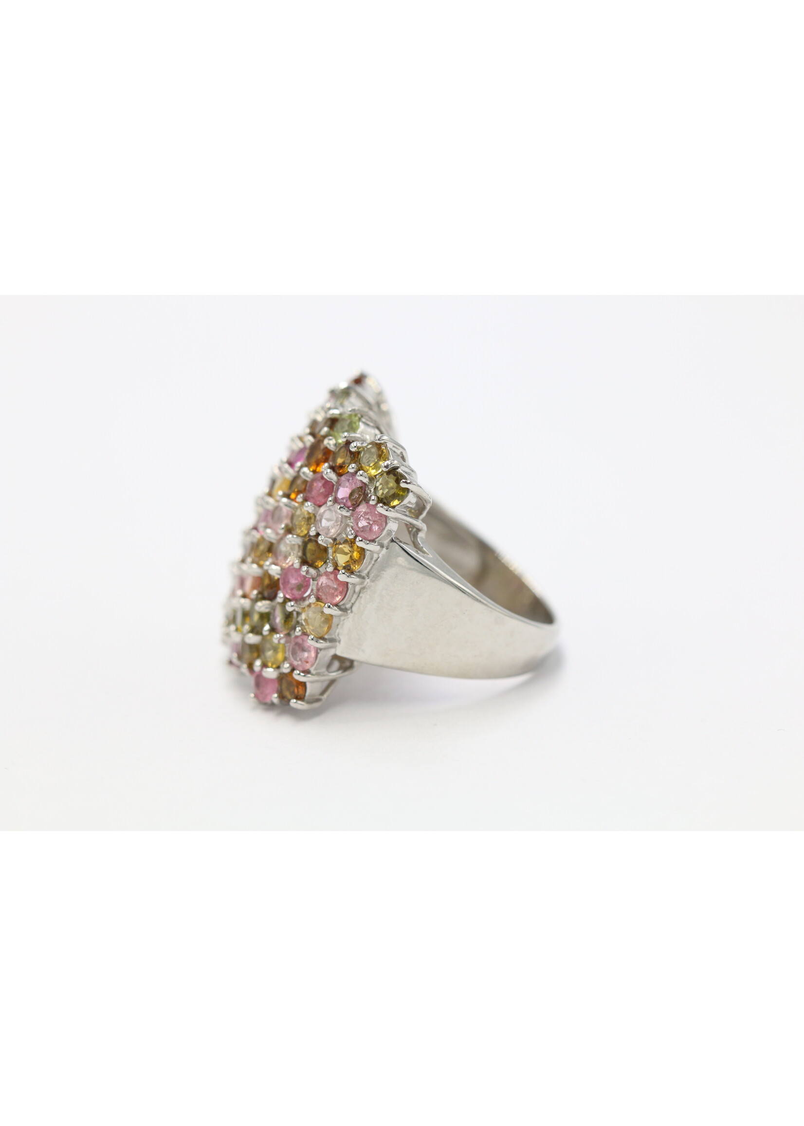 Bague en argent 925 rhodié sertie de Tourmalines naturelles