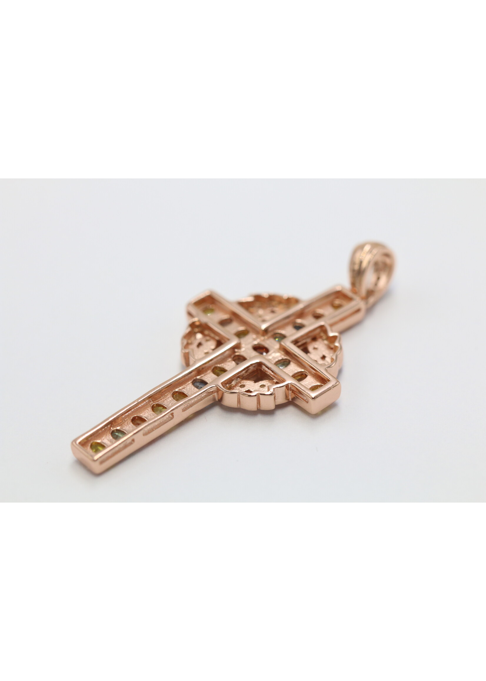 Pendentif en argent 925 rhodié serti de saphirs naturels multicolores