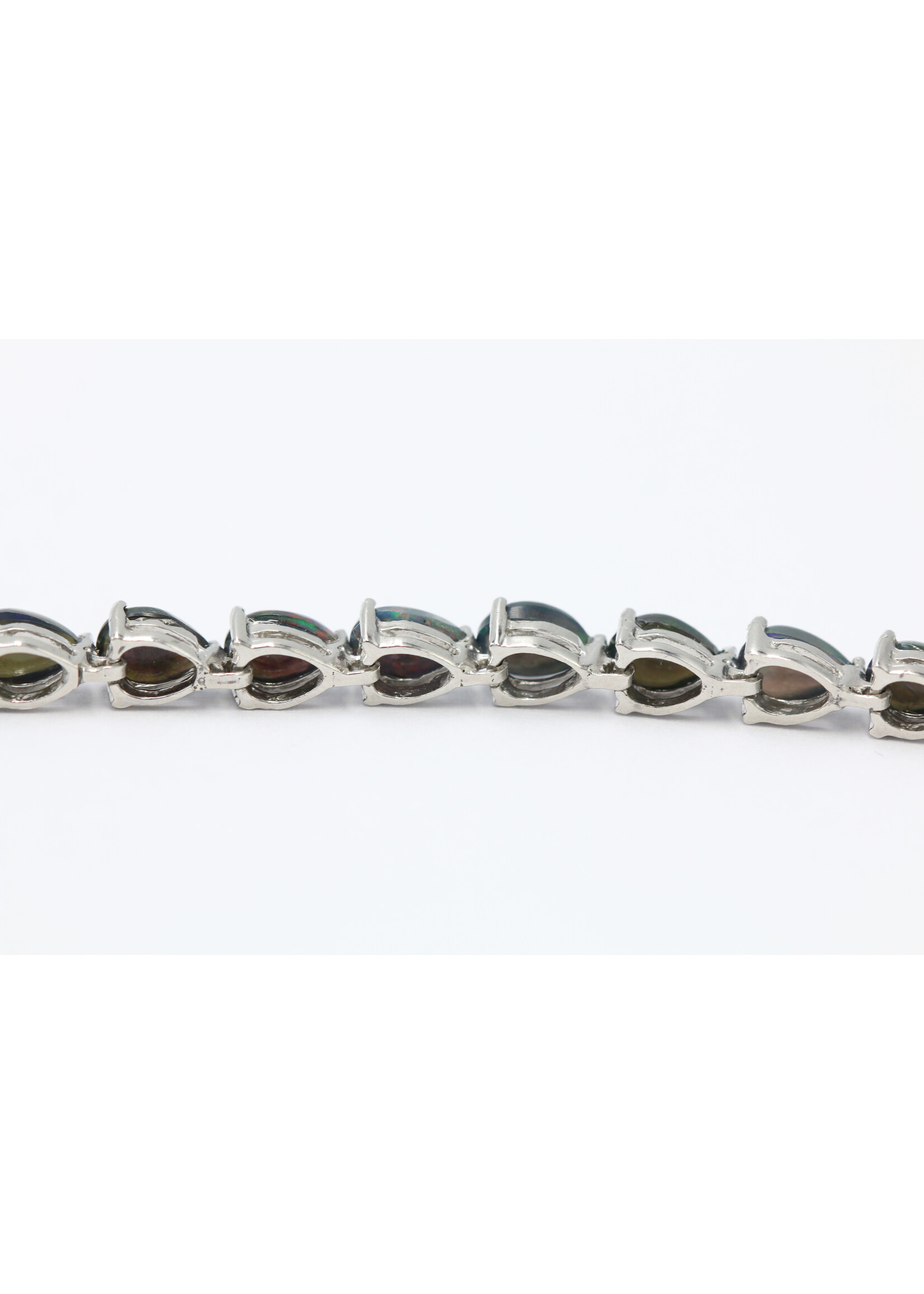 925 gerhodineerd zilveren Armband bezet met natuurlijke Zwarte Opalen