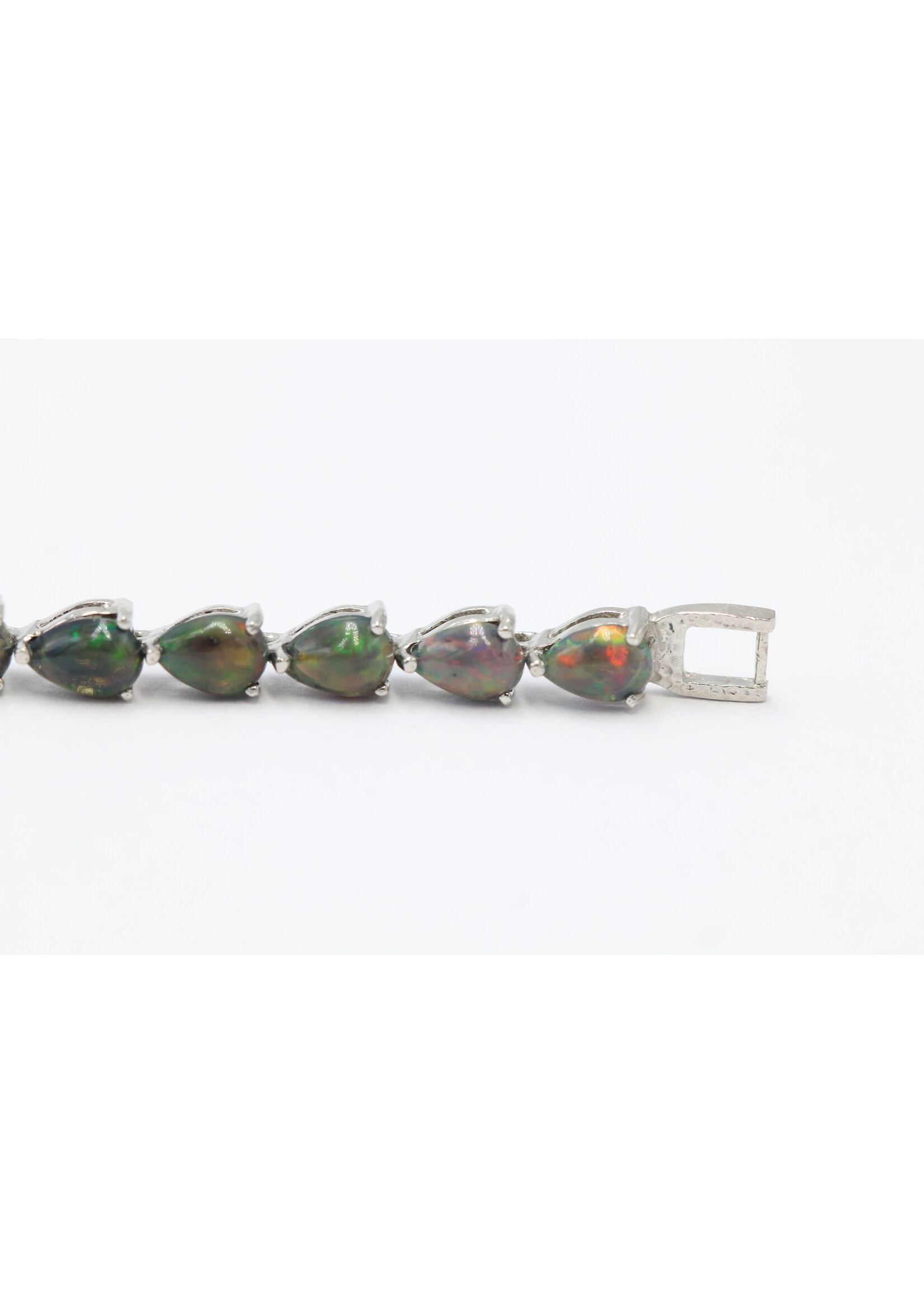 925 gerhodineerd zilveren Armband bezet met natuurlijke Zwarte Opalen