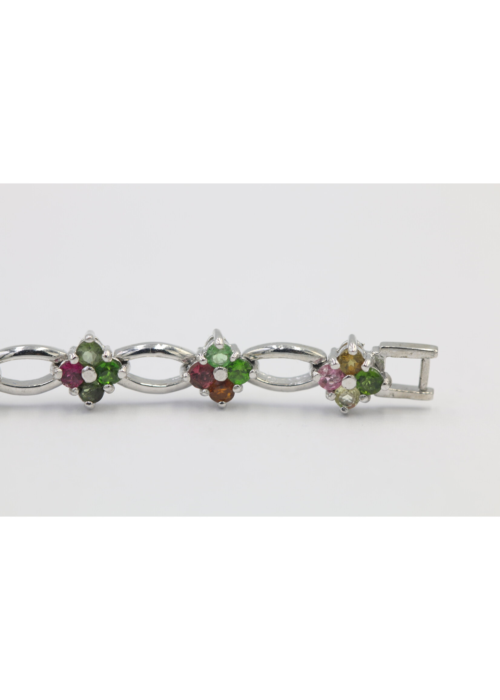 925 gerhodineerd zilveren Armband bezet met natuurlijke multi kluer Toermalijnen