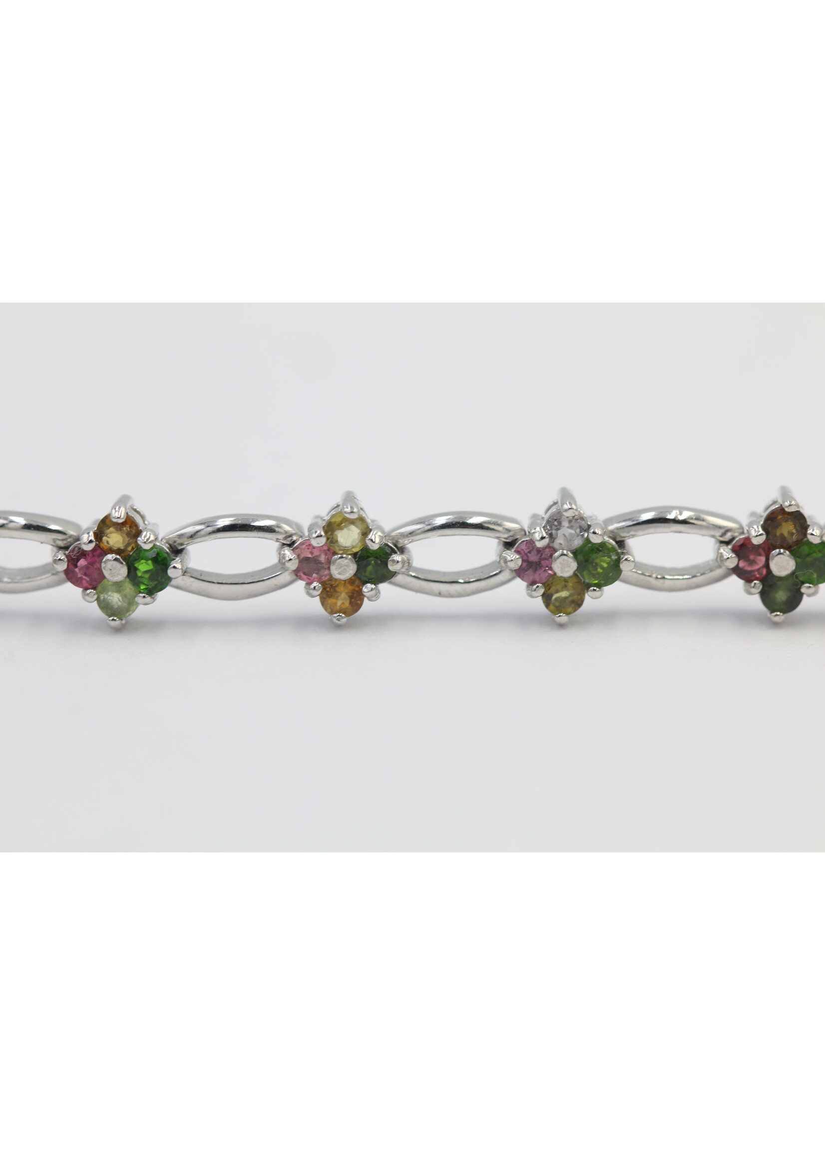 925 gerhodineerd zilveren Armband bezet met natuurlijke multi kluer Toermalijnen