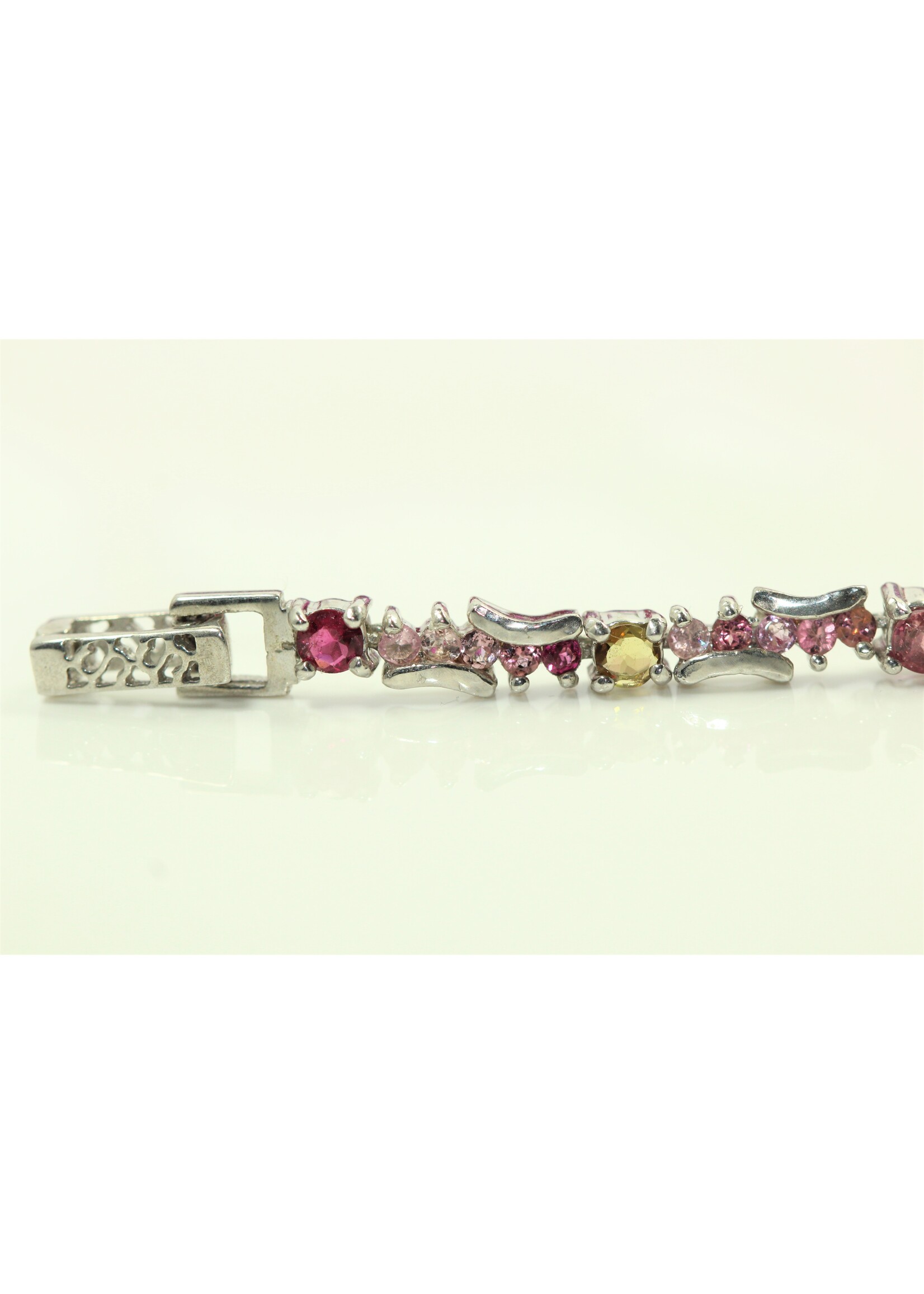 925 gerhodineerd zilveren Armband bezet met natuurlijke multi kluer Toermalijnen