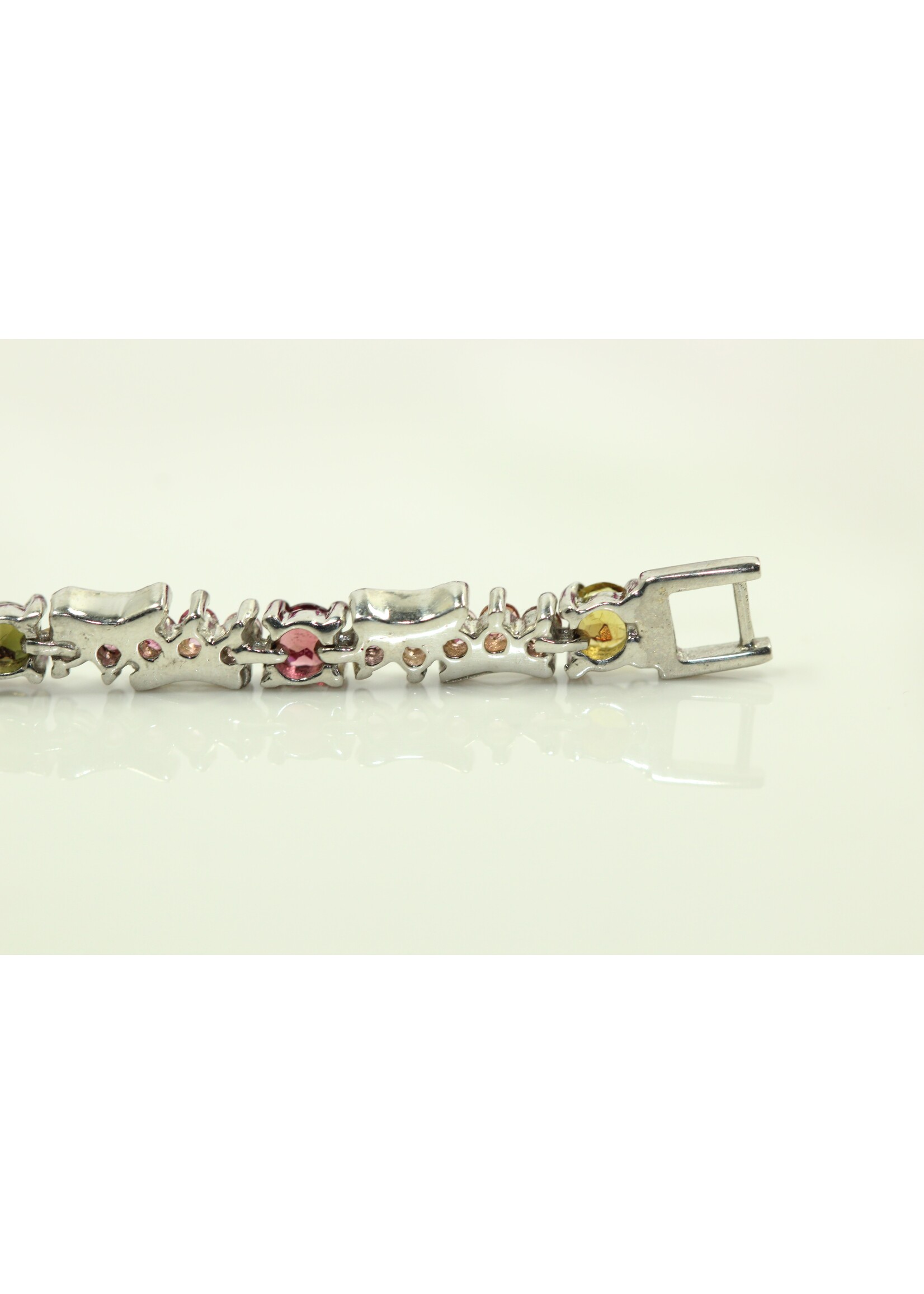 Bracelet en argent 925 rhodié serti de tourmalines naturelles multicolores