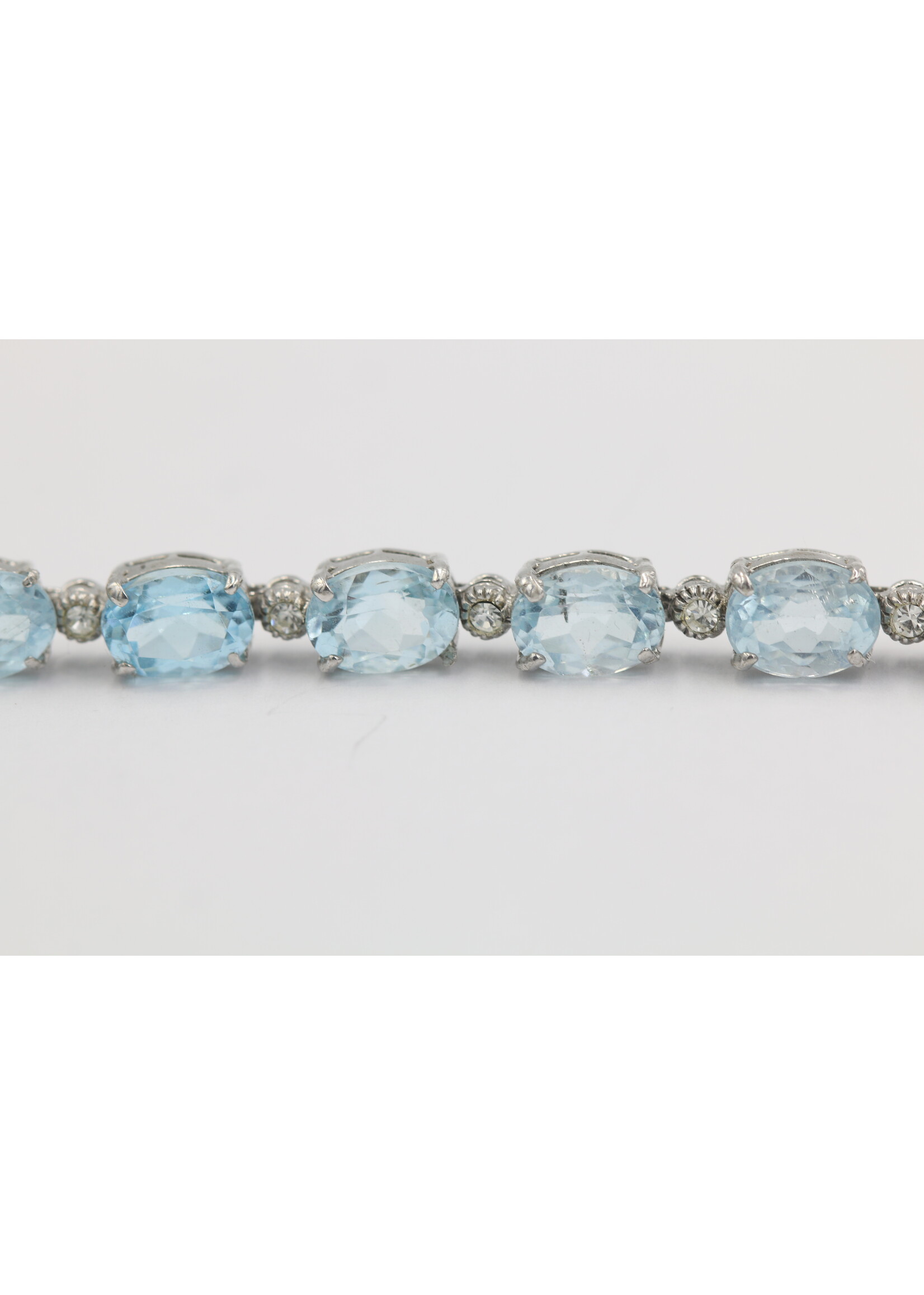 925 gerhodineerd zilveren Armband bezet met natuurlijke Blauwe Topaas