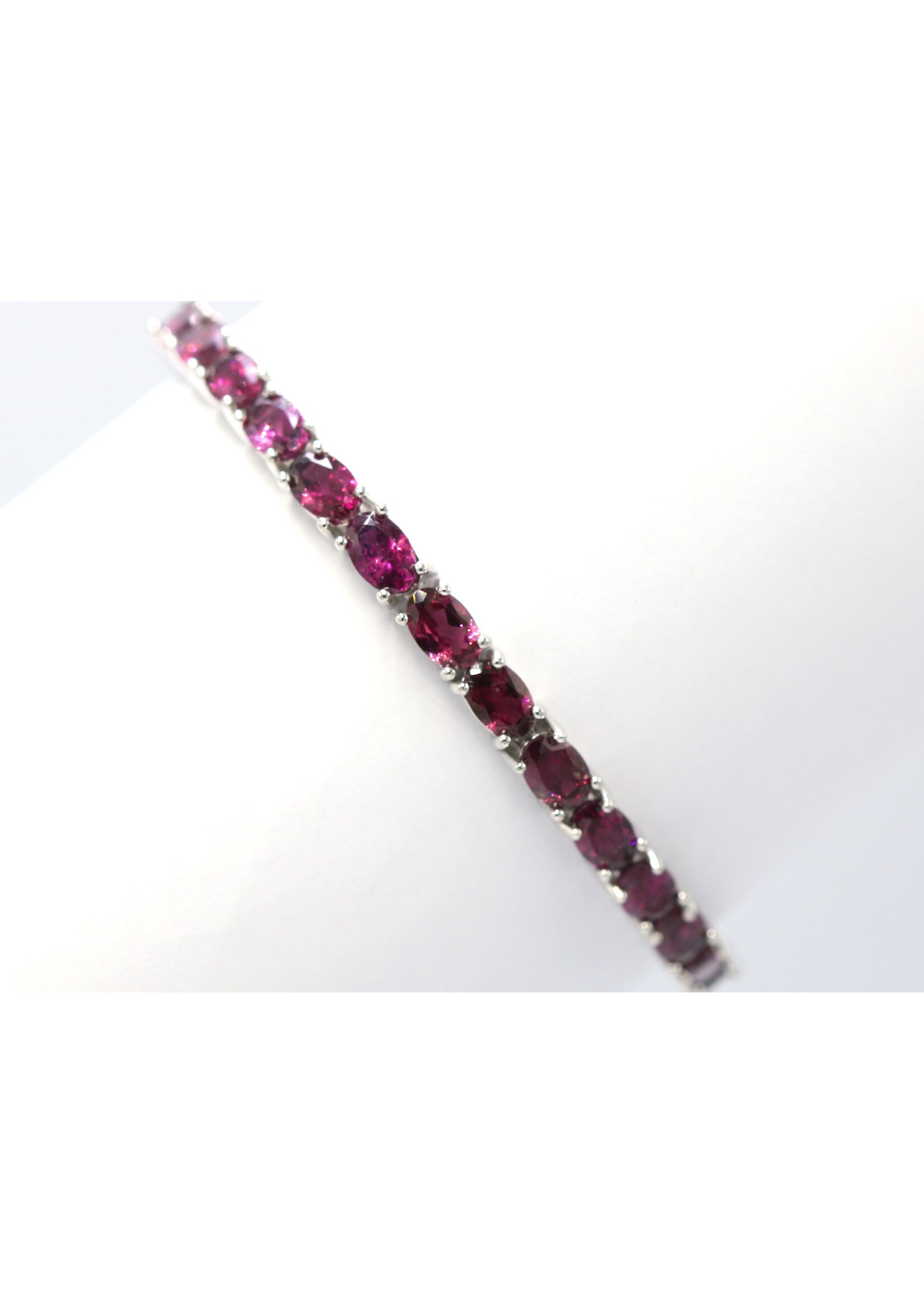 925 gerhodineerd zilveren Armband bezet met natuurlijke Rhodolieten