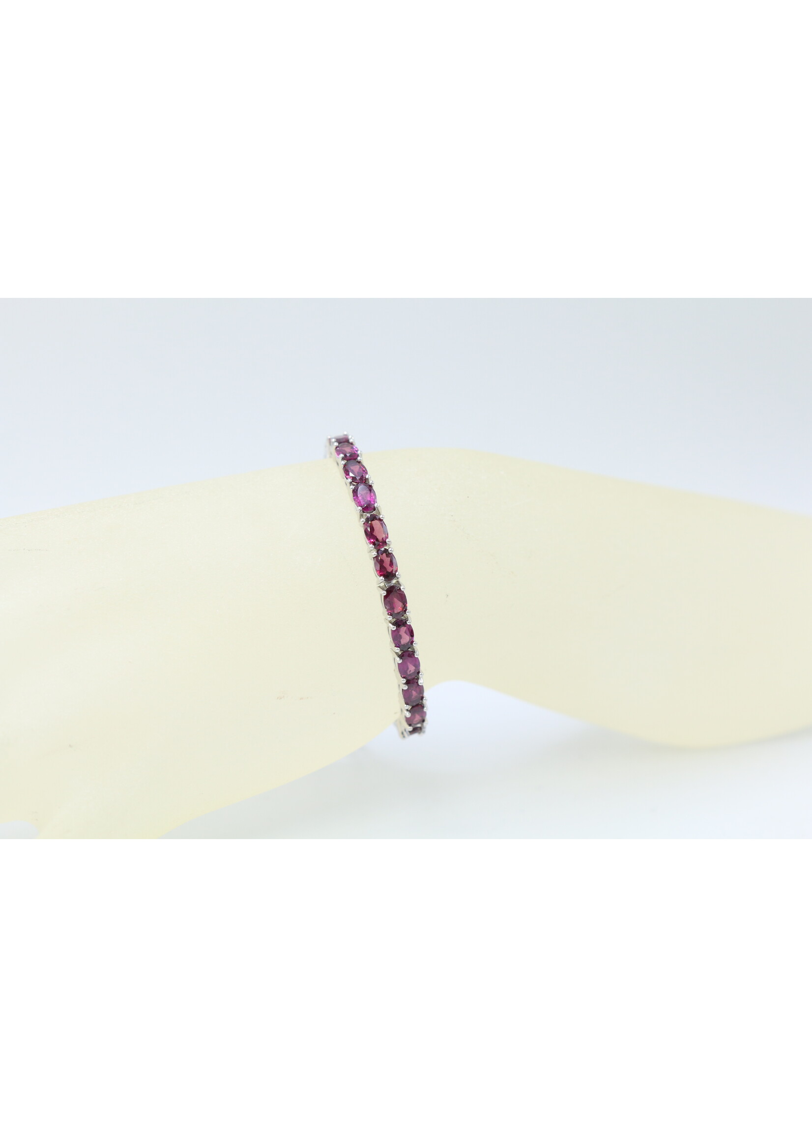 925 gerhodineerd zilveren Armband bezet met natuurlijke Rhodolieten