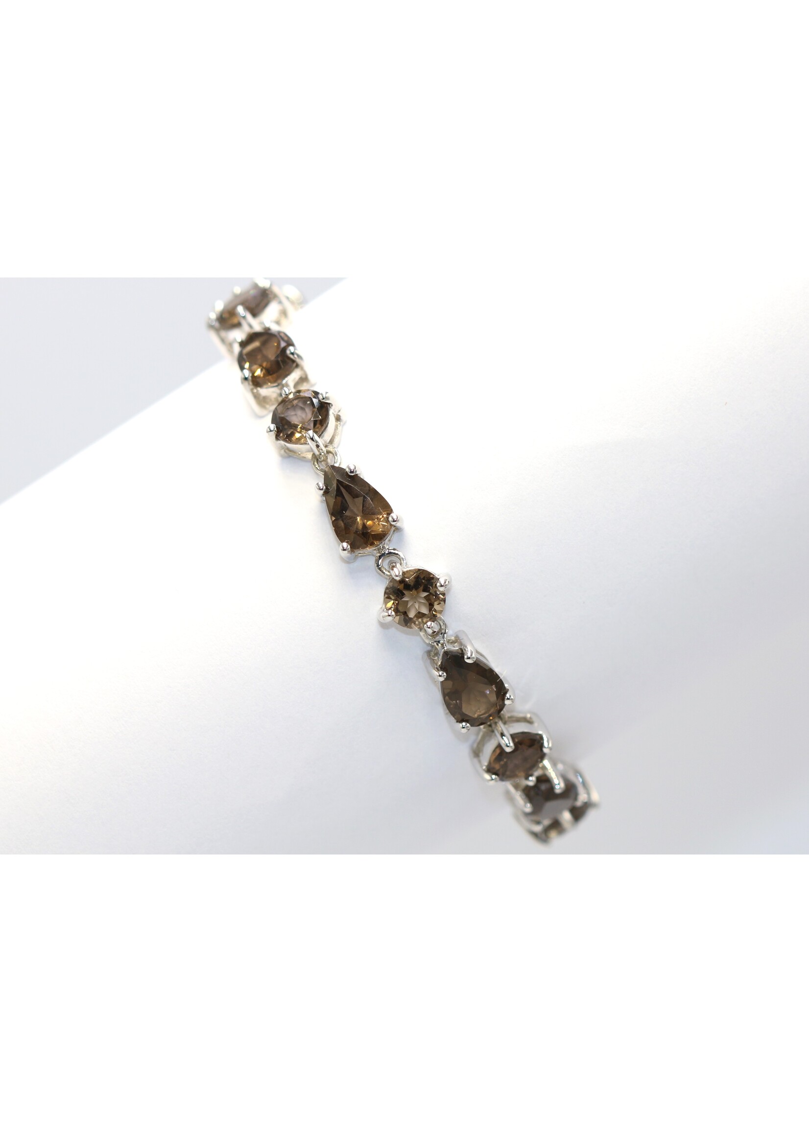 Bracciale in argento rodiato 925 con quarzo fumé naturale
