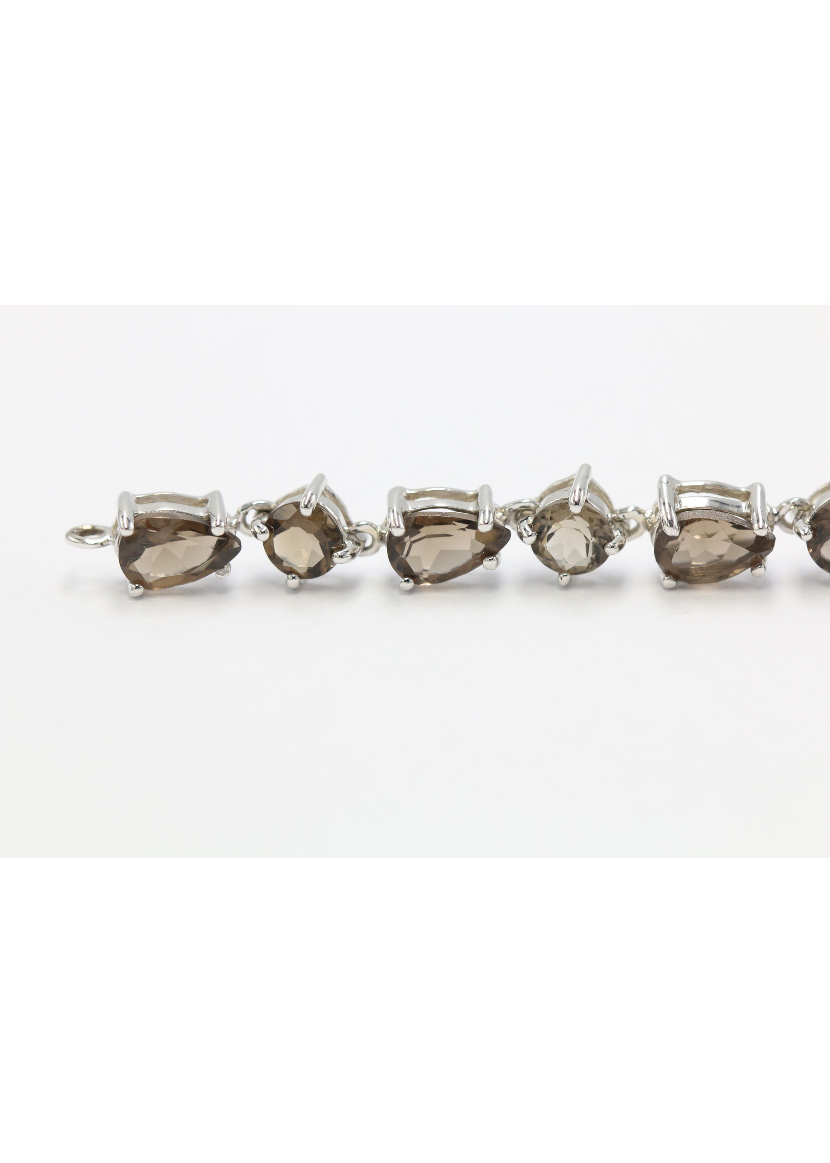 Bracciale in argento rodiato 925 con quarzo fumé naturale