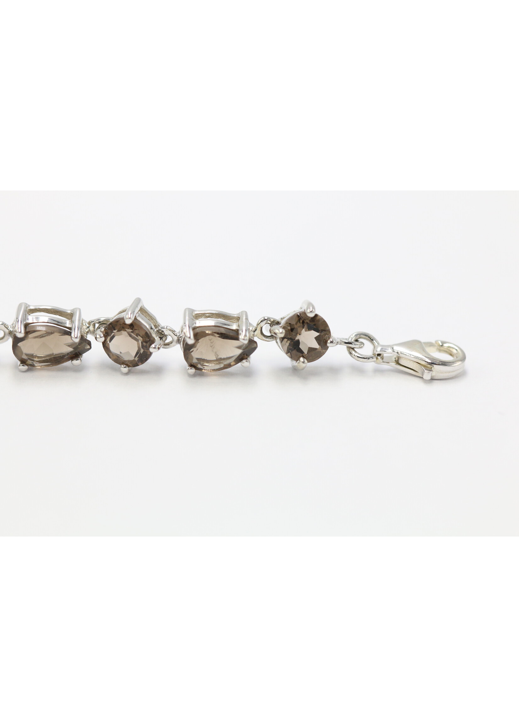 Bracciale in argento rodiato 925 con quarzo fumé naturale
