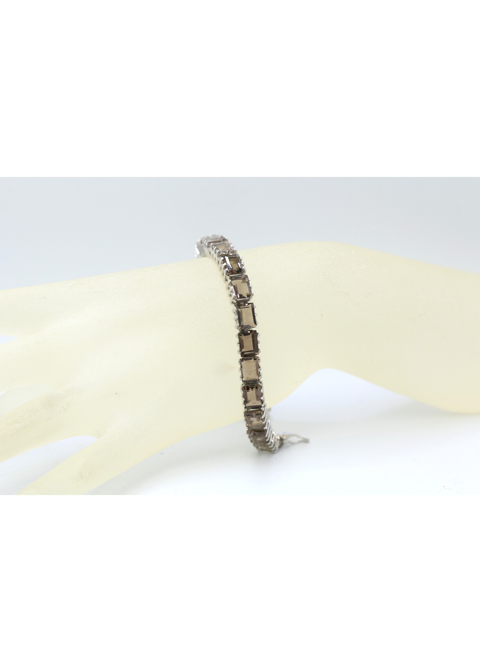 Bracciale in argento rodiato 925 con quarzo fumé naturale
