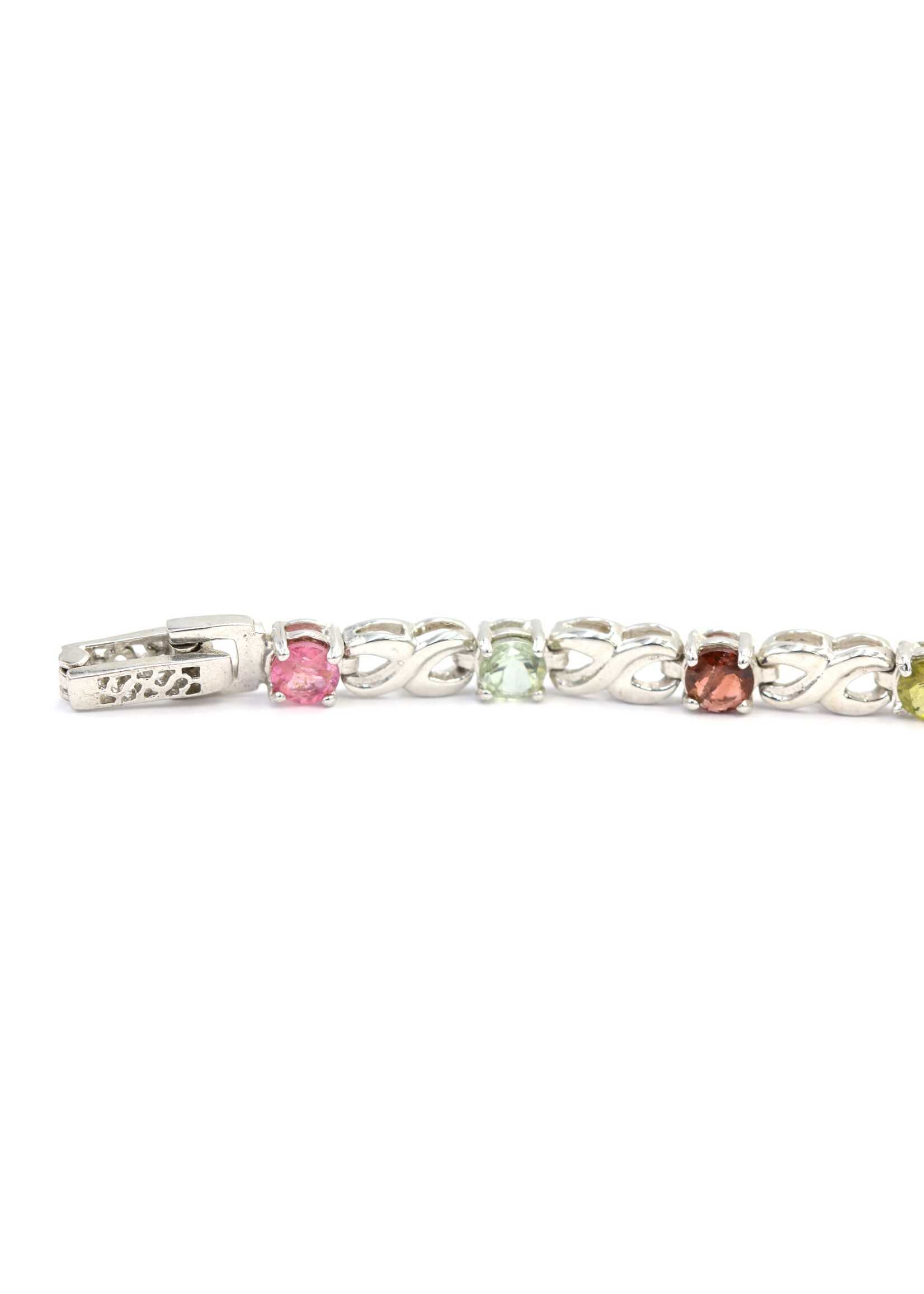 925 gerhodineerd zilveren Armband bezet met natuurlijke multi kluer Toermalijnen
