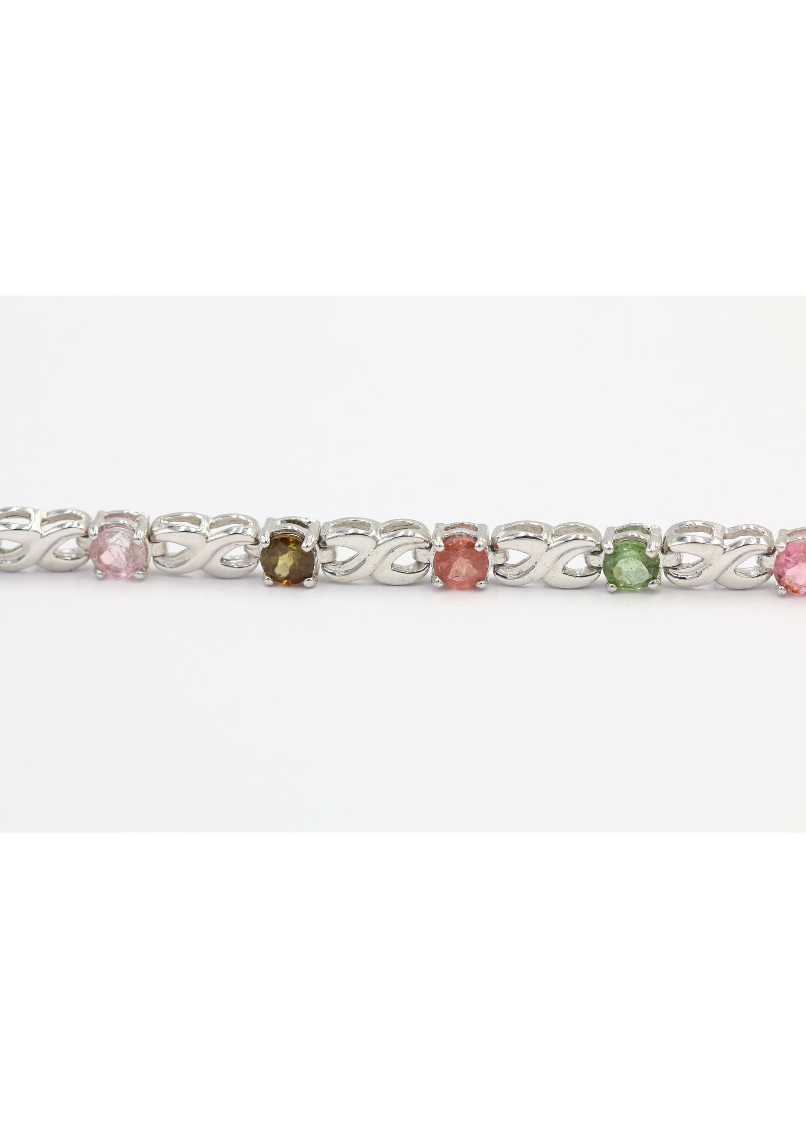 925 gerhodineerd zilveren Armband bezet met natuurlijke multi kluer Toermalijnen