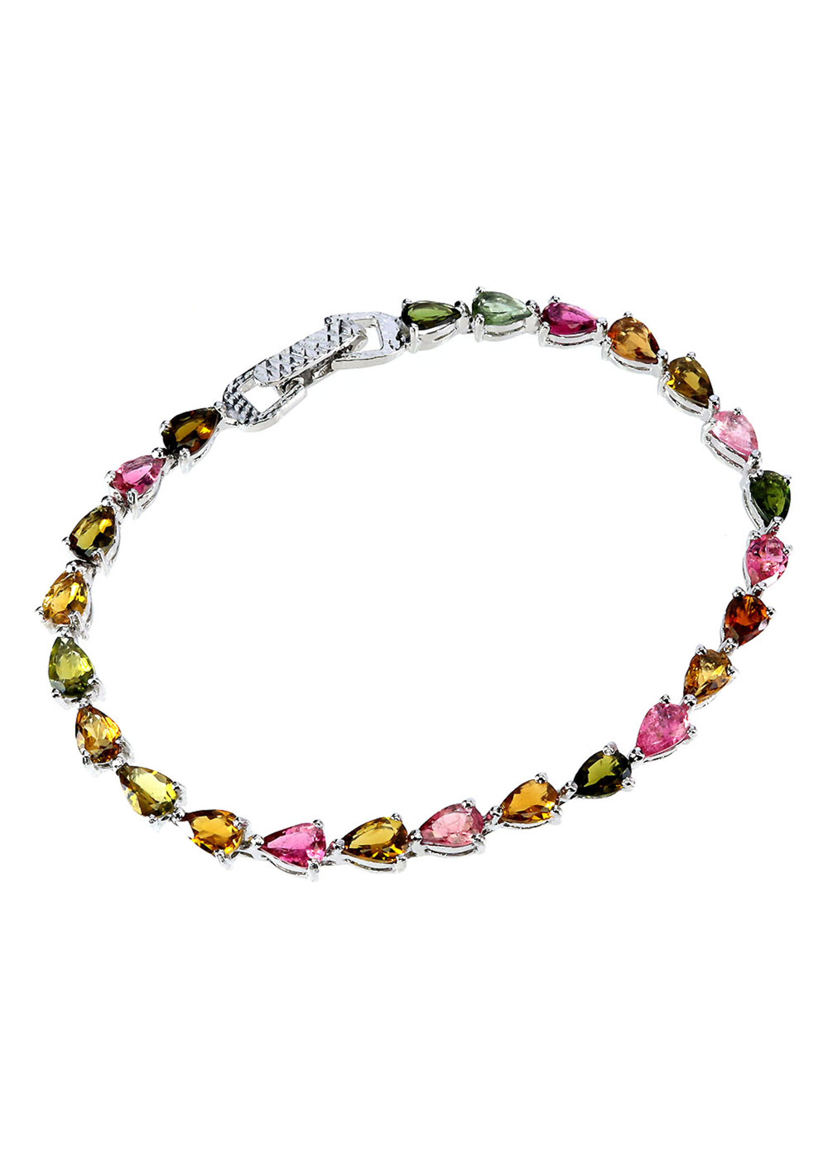 925 gerhodineerd zilveren Armband bezet met natuurlijke multi kluer Toermalijnen