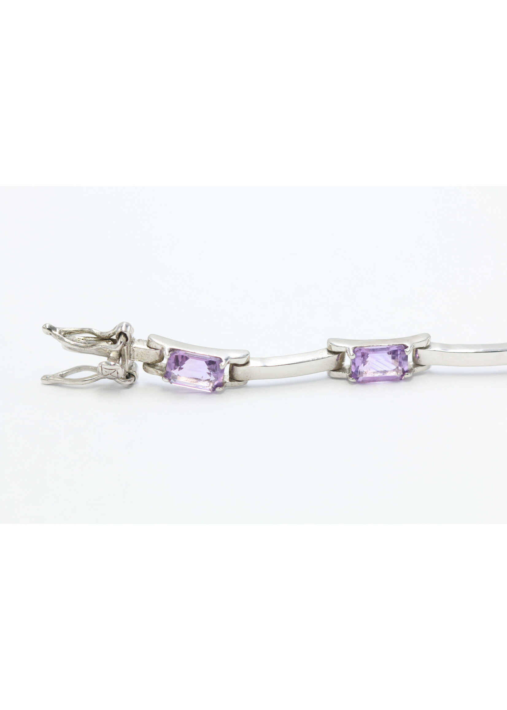 Bracciale in argento rodiato 925 con ametiste naturali