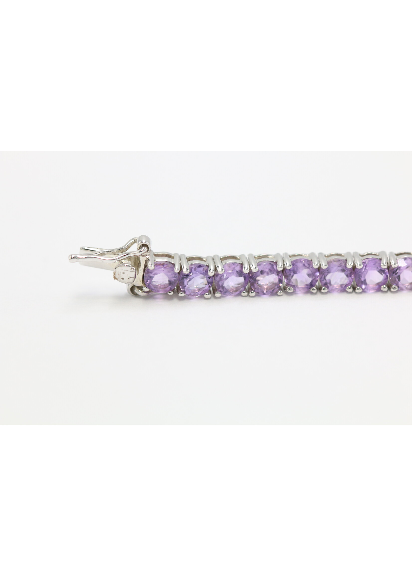 925 gerhodineerd zilveren Armband bezet met natuurlijke Amethisten