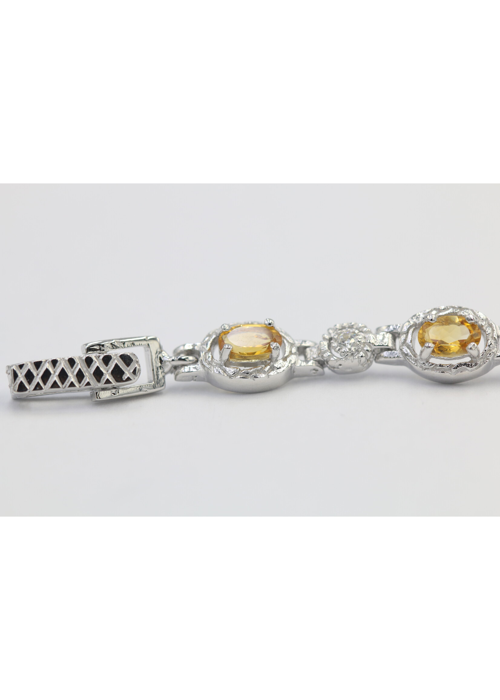 Bracelet en argent 925 rhodié serti de citrines naturelles