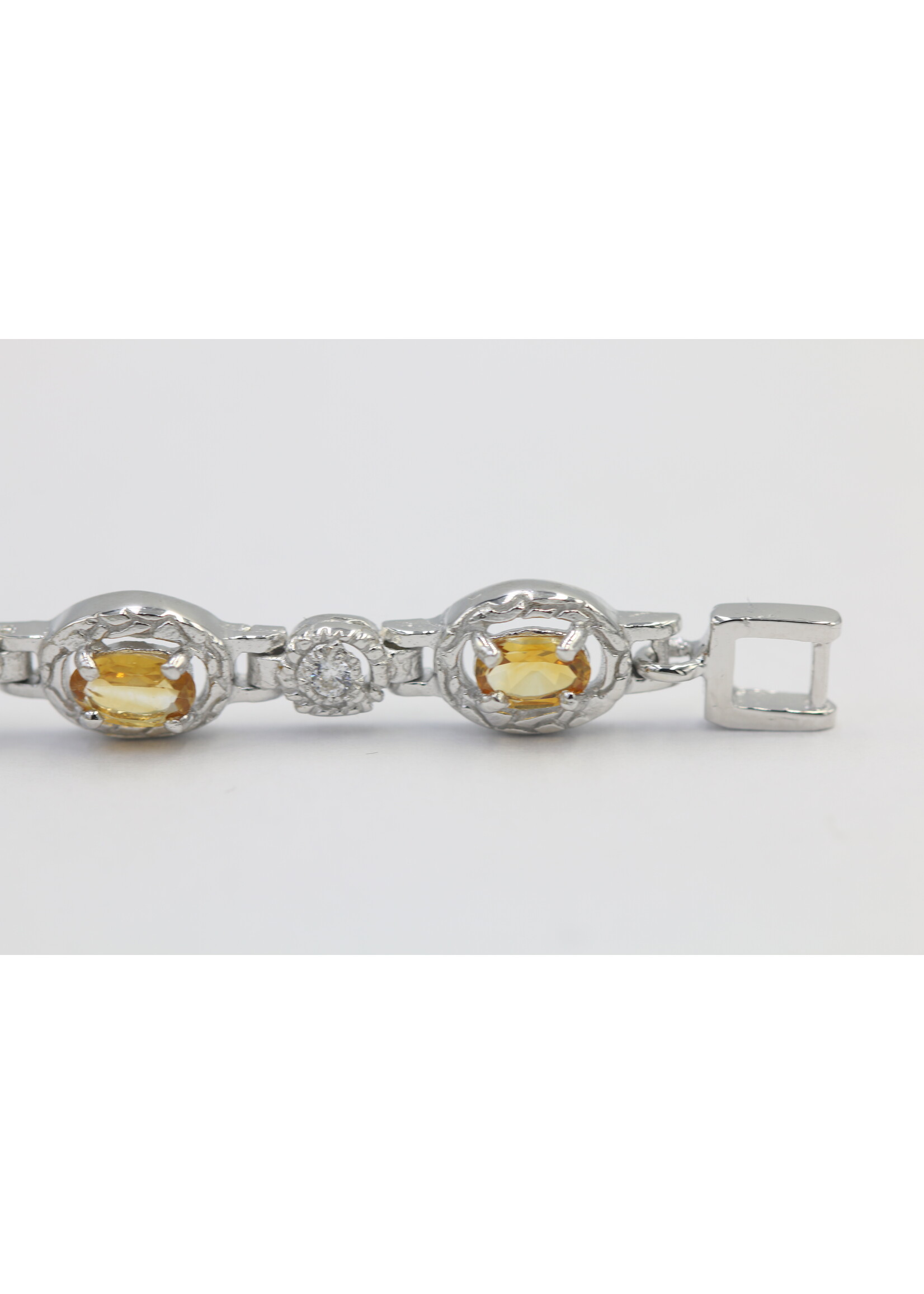 Bracelet en argent 925 rhodié serti de citrines naturelles