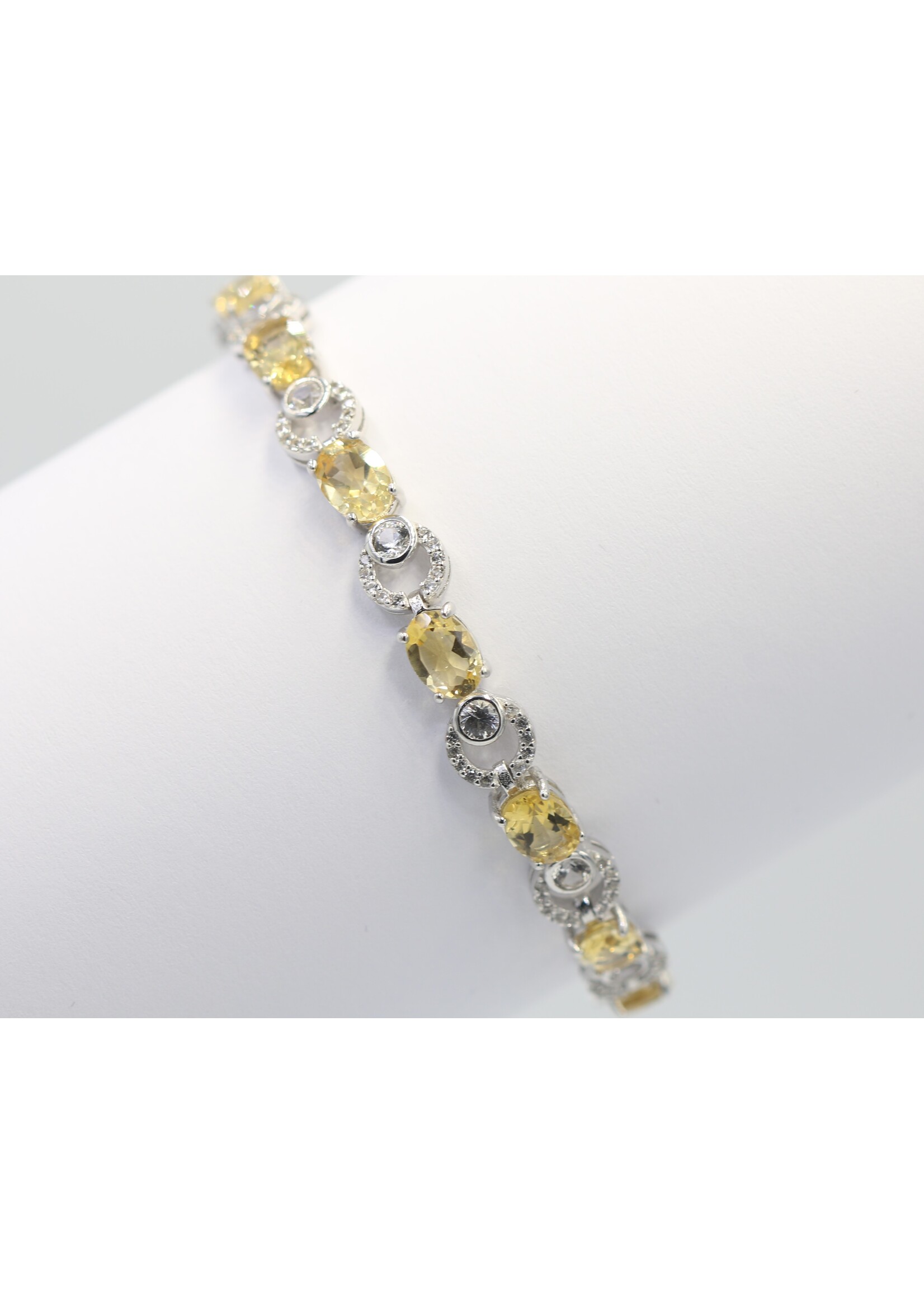 Bracciale in argento rodiato 925 con citrini naturali