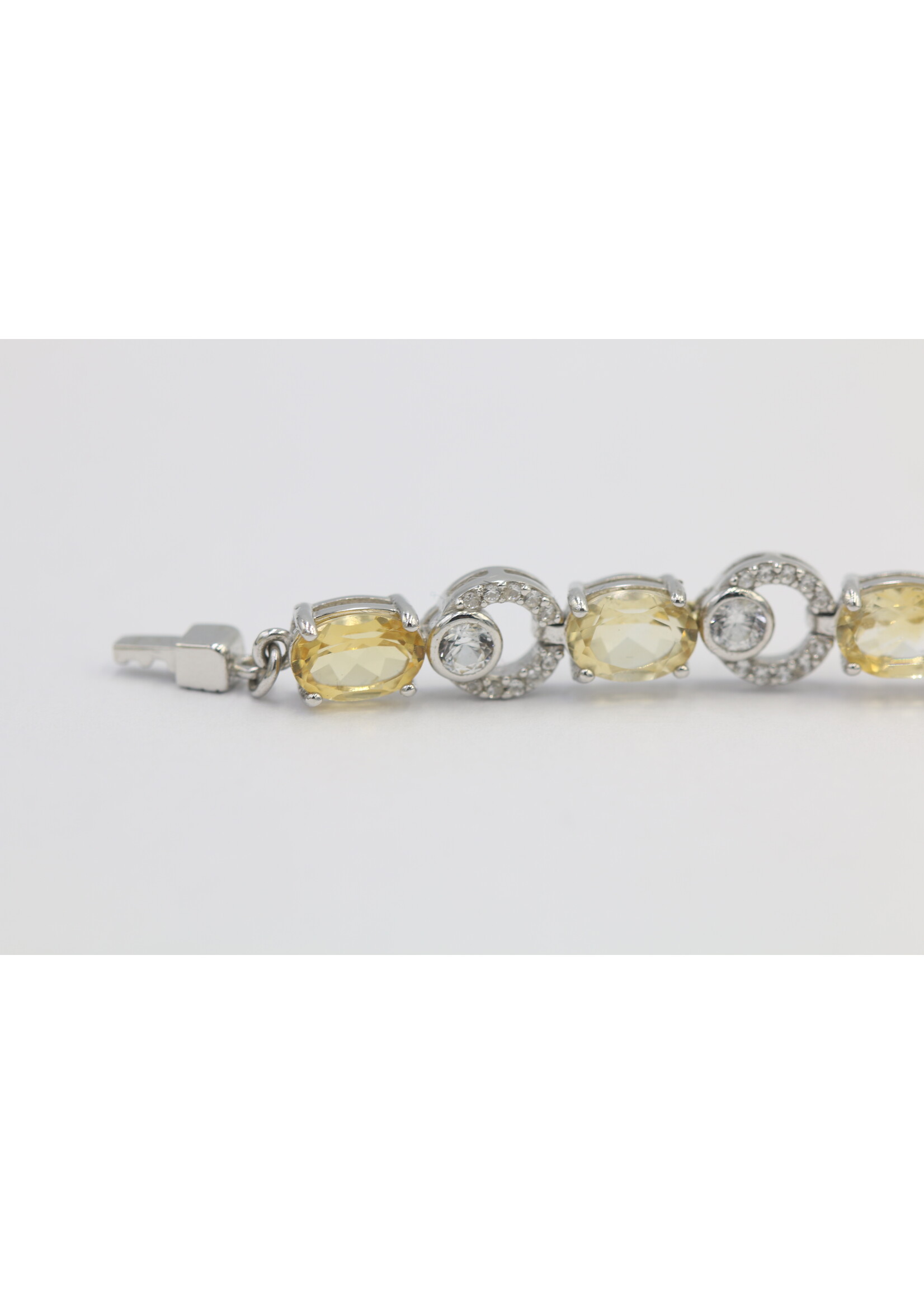 925 gerhodineerd zilveren Armband bezet met natuurlijke Citrienen
