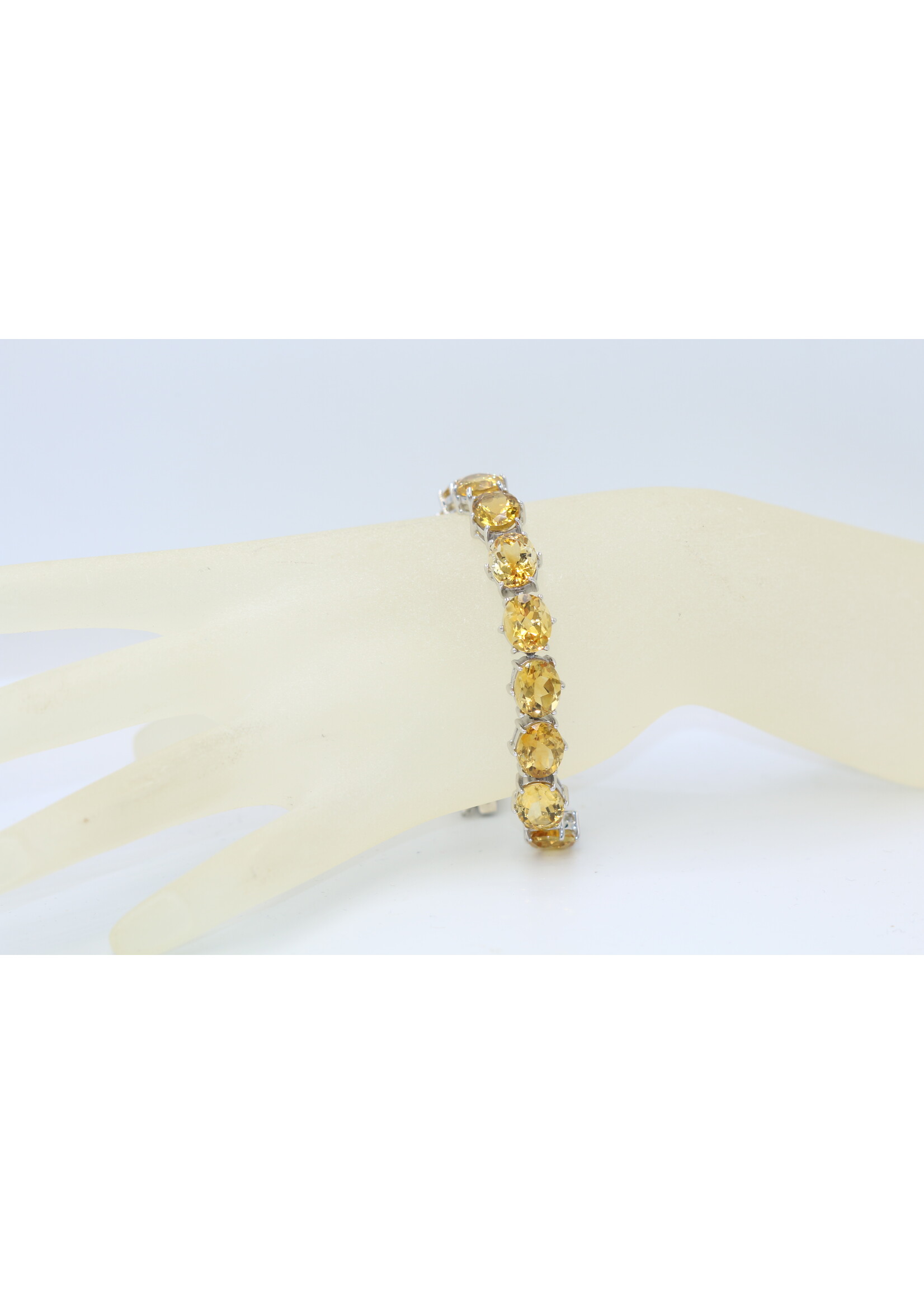 925 gerhodineerd zilveren Armband bezet met natuurlijke Citrienen