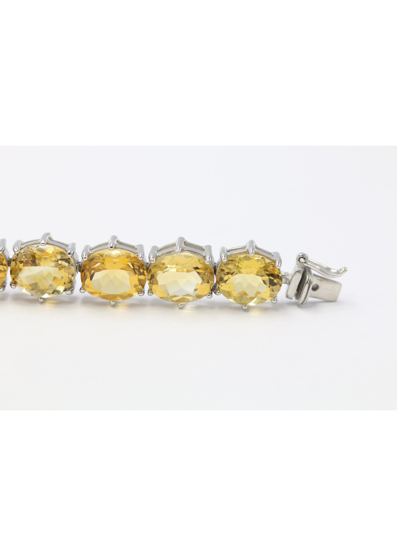 925 gerhodineerd zilveren Armband bezet met natuurlijke Citrienen