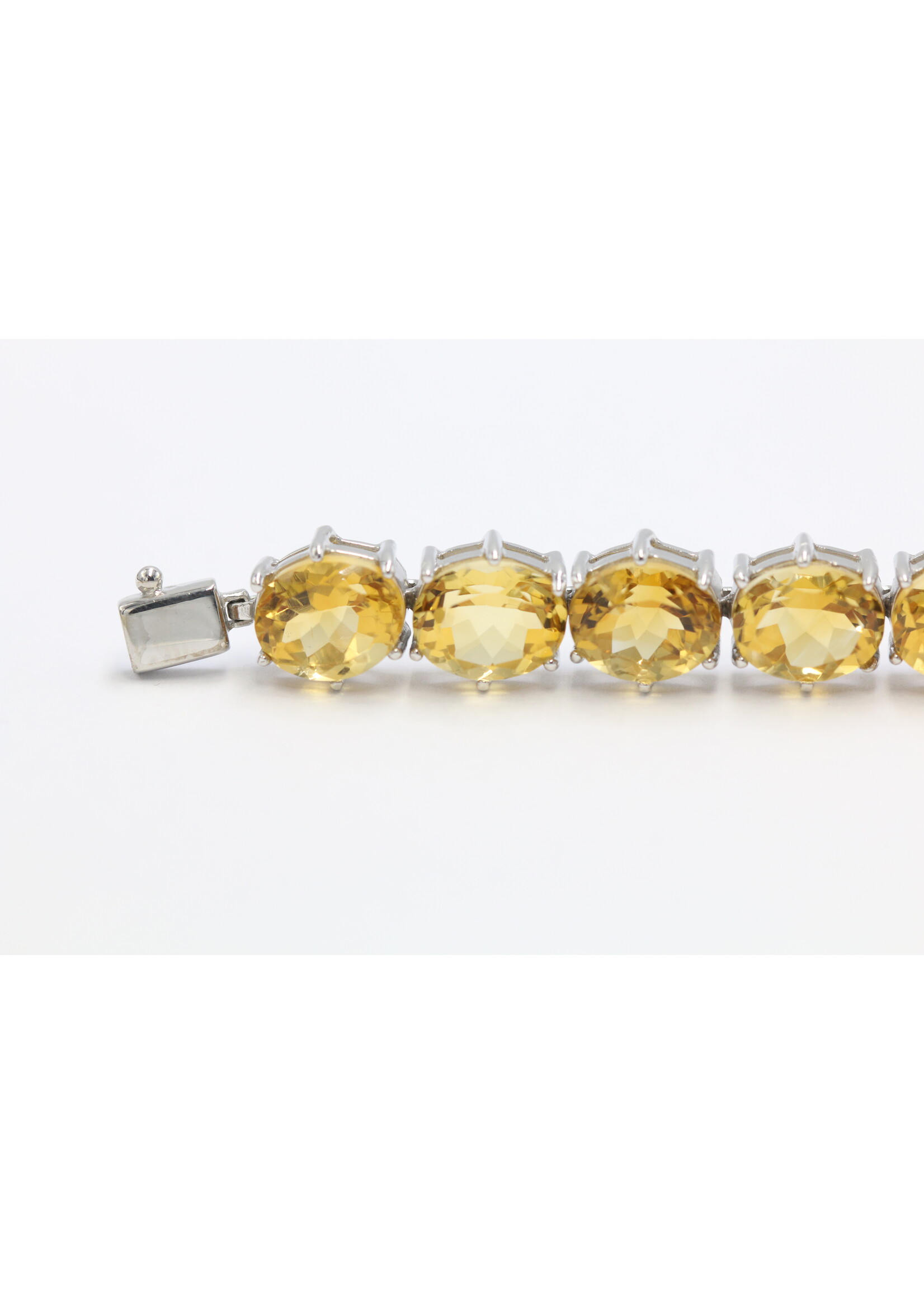 925 gerhodineerd zilveren Armband bezet met natuurlijke Citrienen