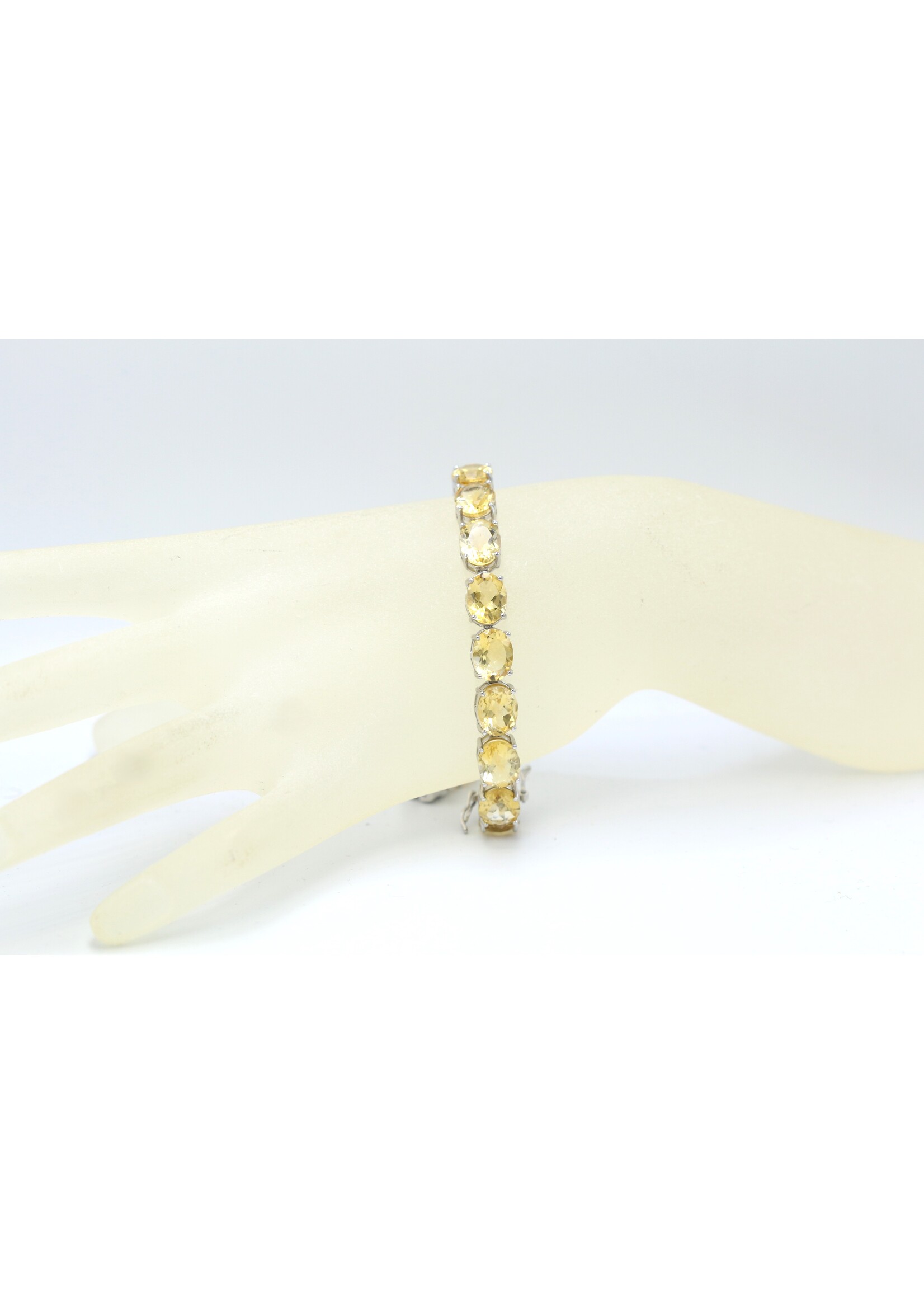 925 gerhodineerd zilveren Armband bezet met natuurlijke Citrienen