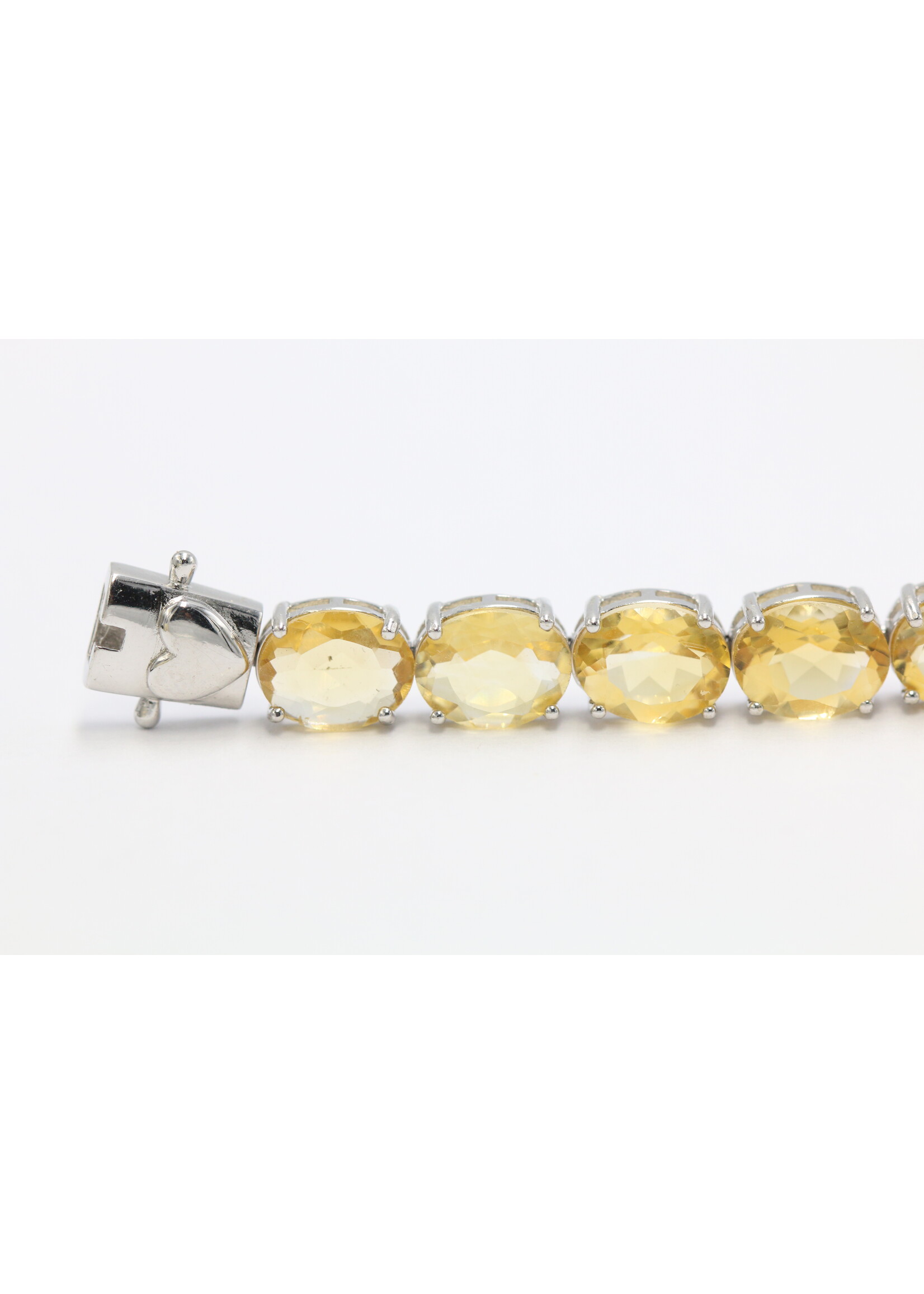 925 gerhodineerd zilveren Armband bezet met natuurlijke Citrienen