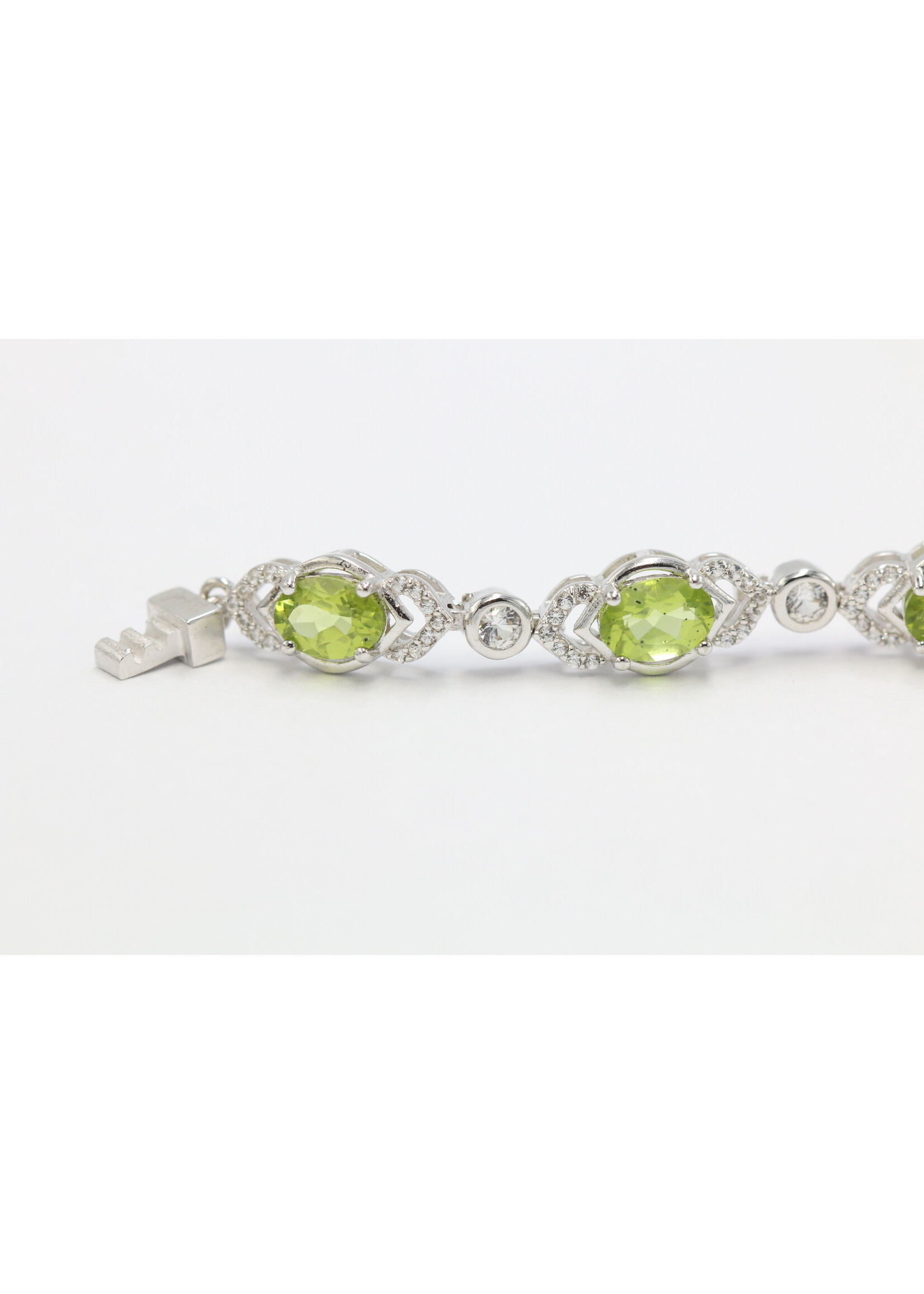 925 gerhodineerd zilveren Armband bezet met natuurlijke Peridoten