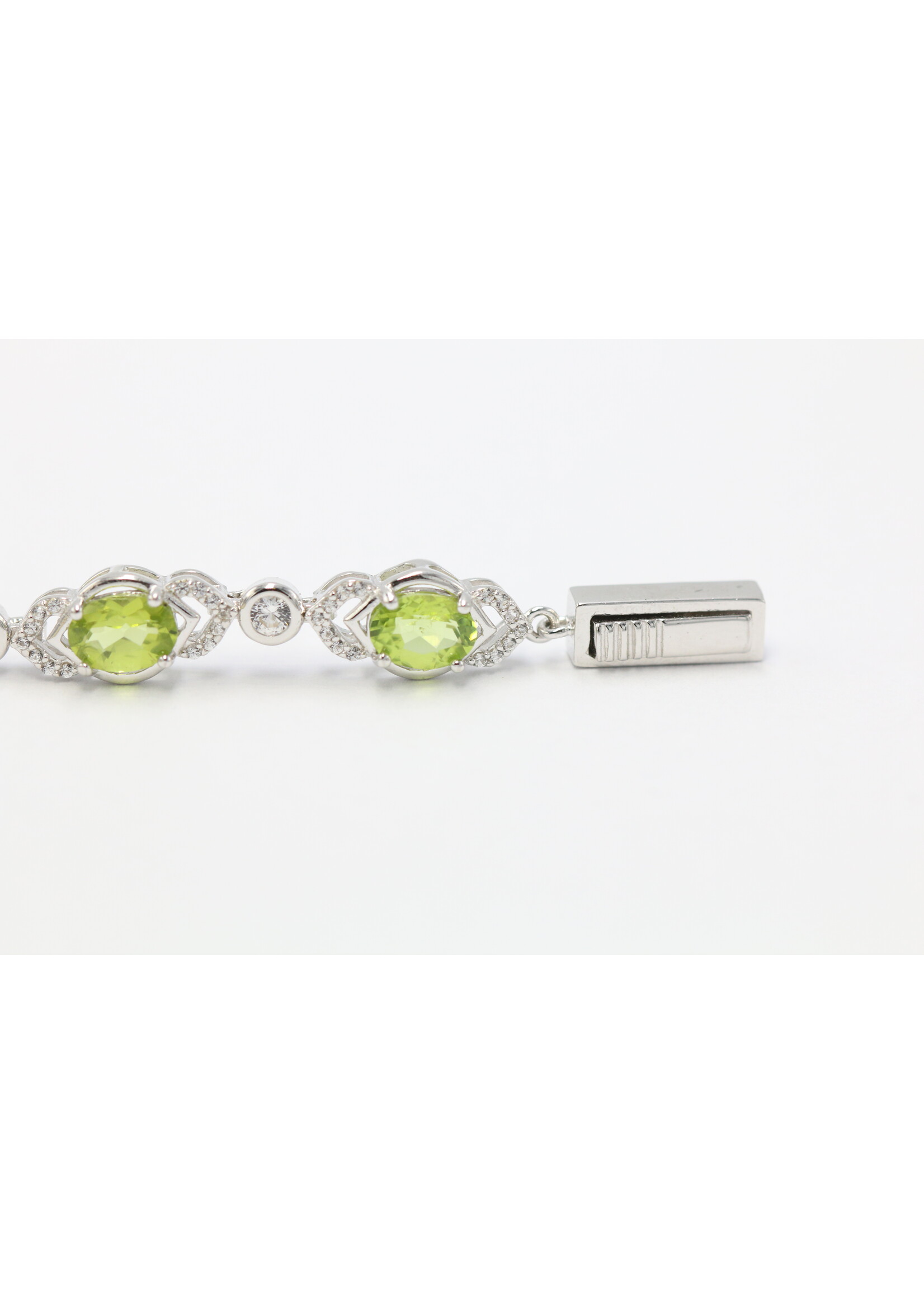 925 gerhodineerd zilveren Armband bezet met natuurlijke Peridoten