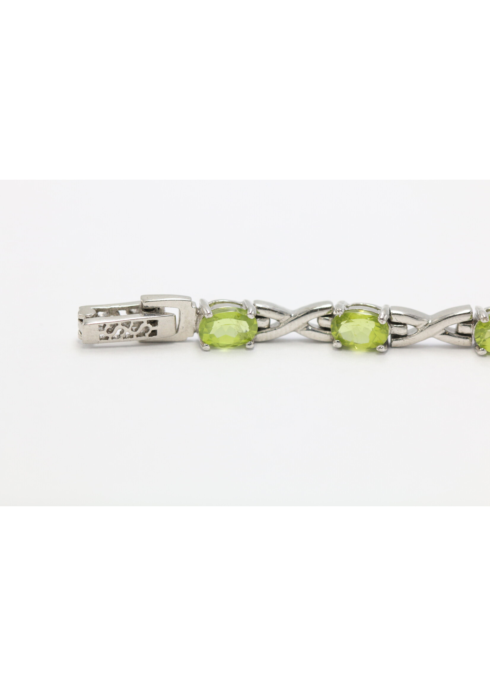 925 gerhodineerd zilveren Armband bezet met natuurlijke Peridoten