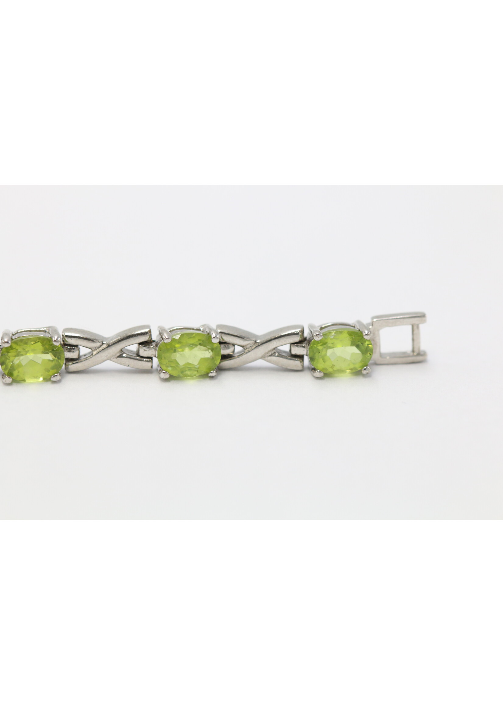 925 gerhodineerd zilveren Armband bezet met natuurlijke Peridoten