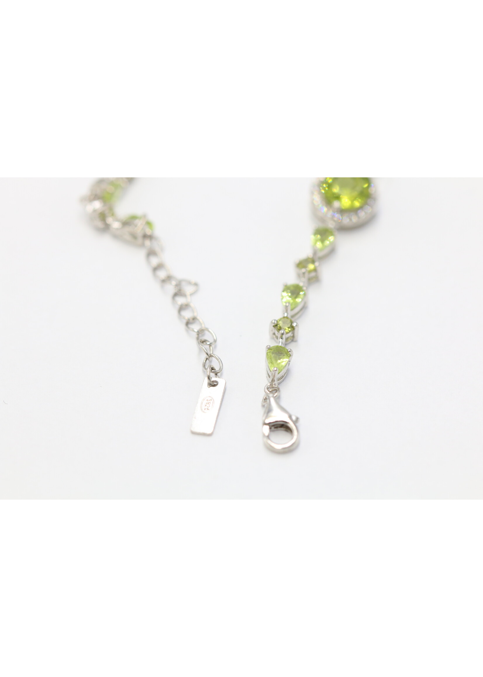925 gerhodineerd zilveren Armband bezet met natuurlijke Peridoten