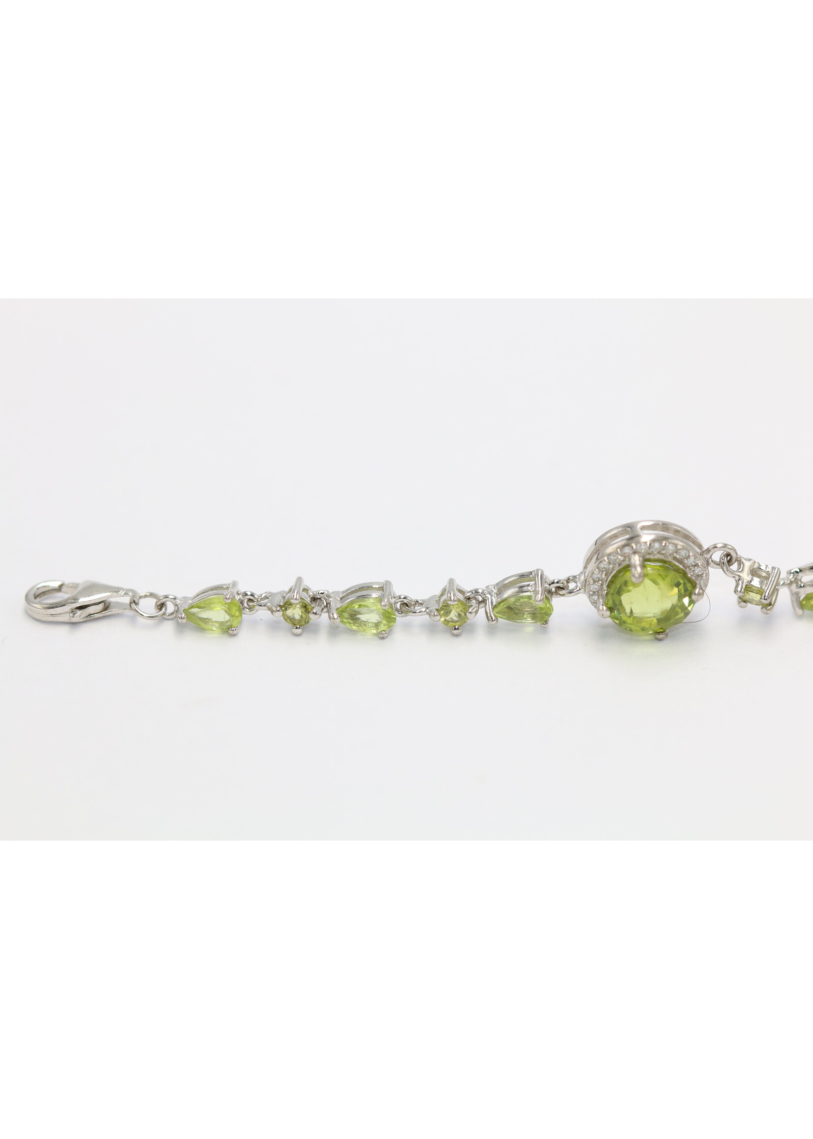 925 gerhodineerd zilveren Armband bezet met natuurlijke Peridoten