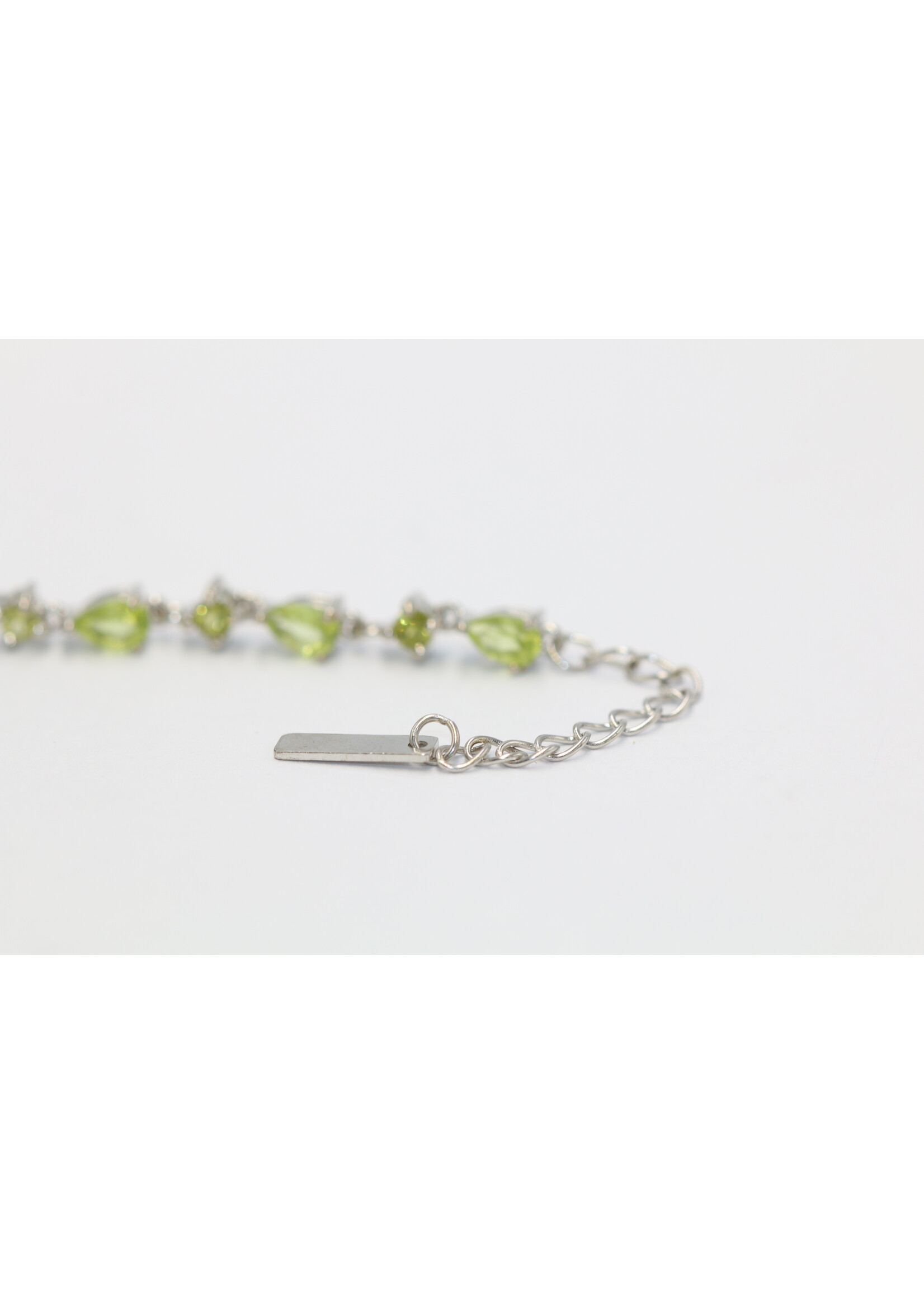 925 gerhodineerd zilveren Armband bezet met natuurlijke Peridoten