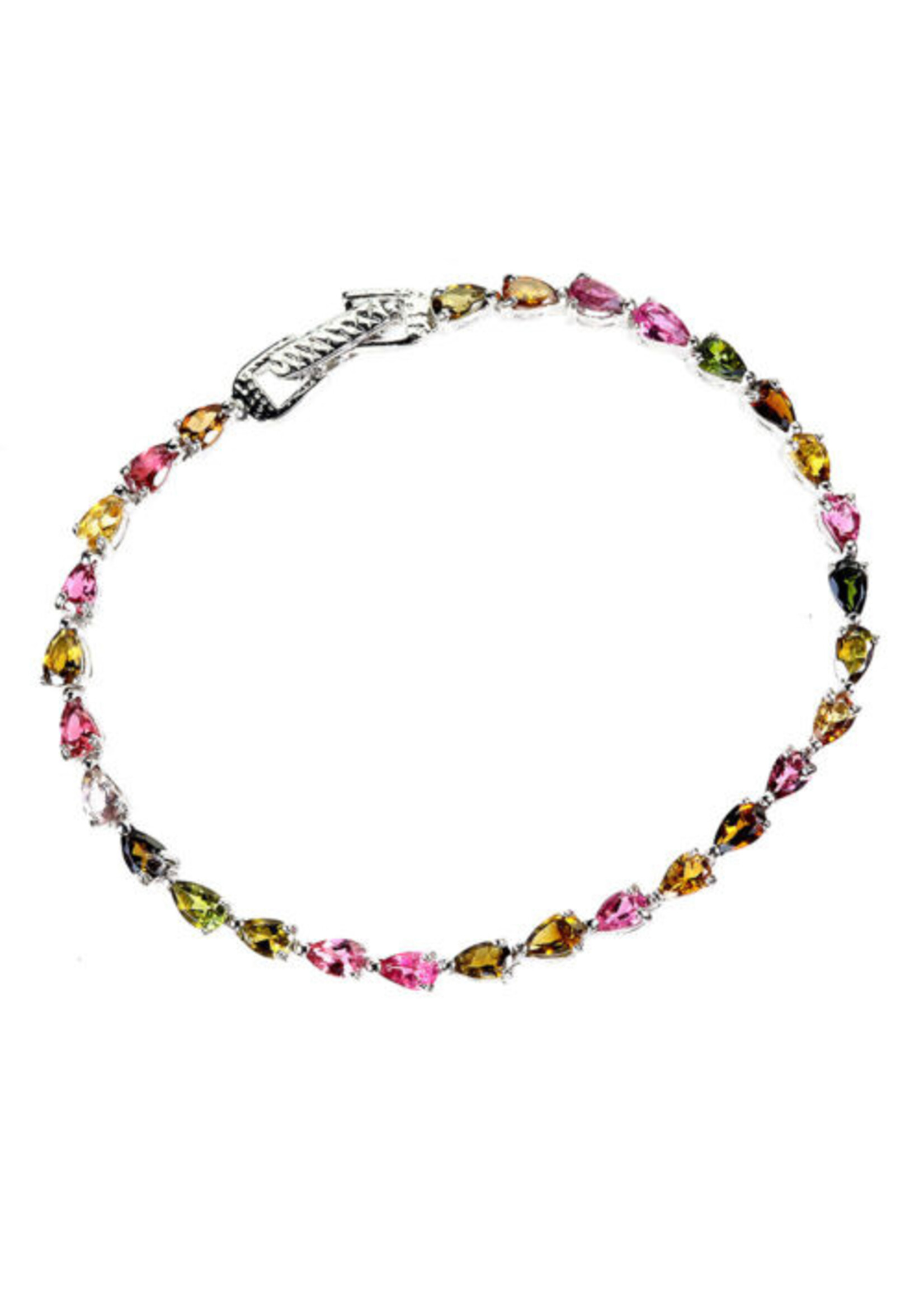 Bracelet en argent 925 rhodié serti de tourmalines naturelles