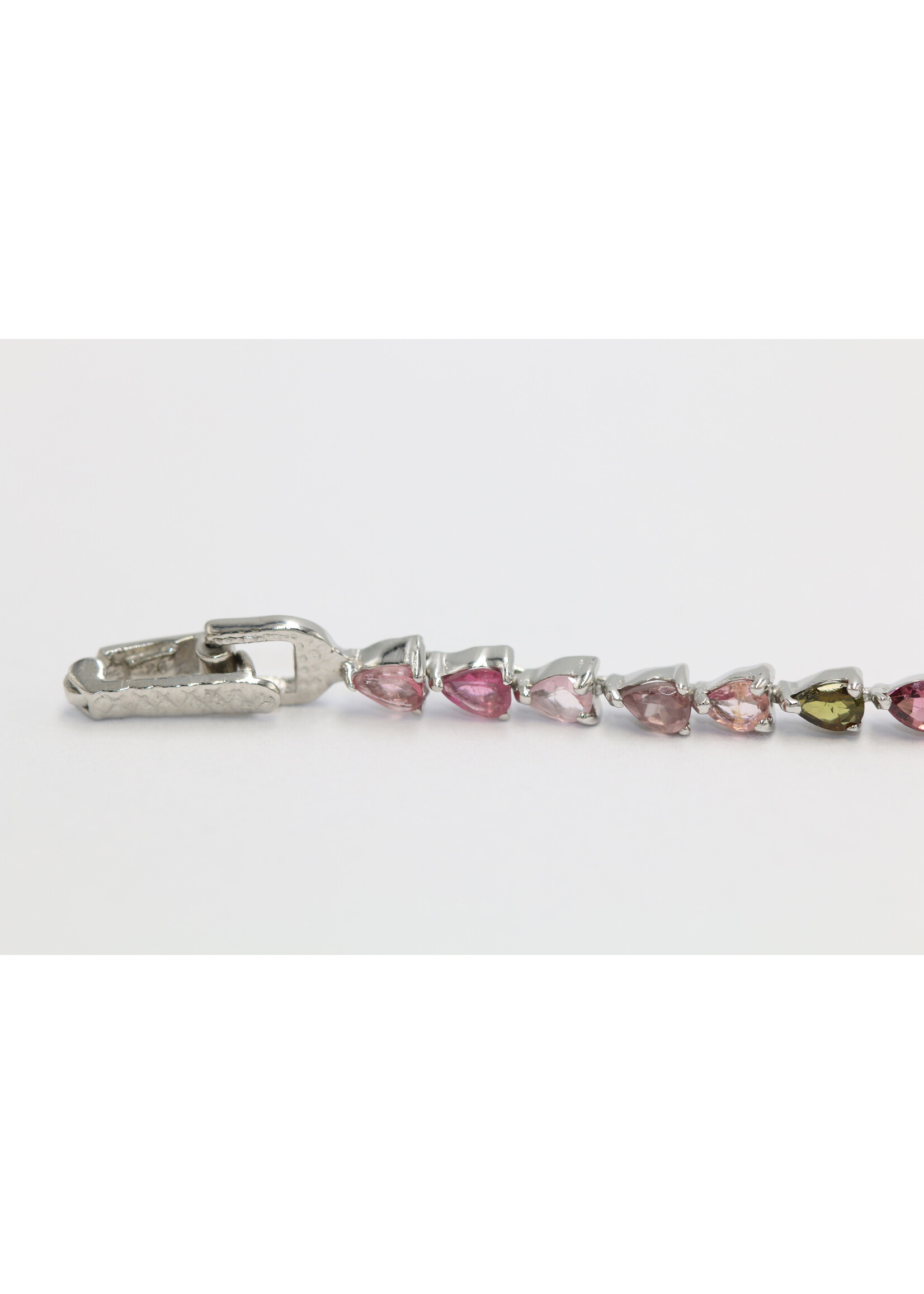 Bracelet en argent 925 rhodié serti de tourmalines naturelles
