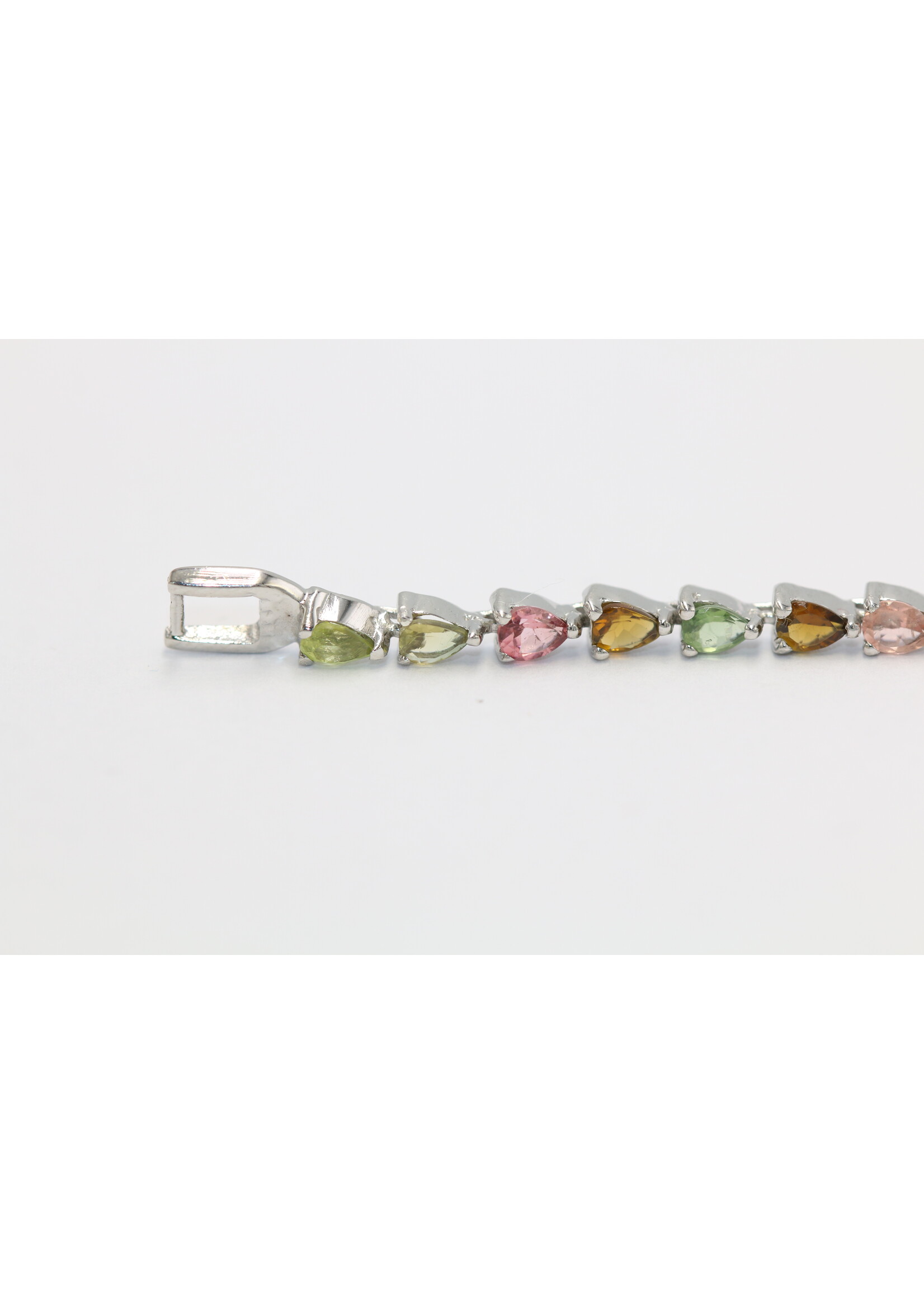 Bracelet en argent 925 rhodié serti de tourmalines naturelles