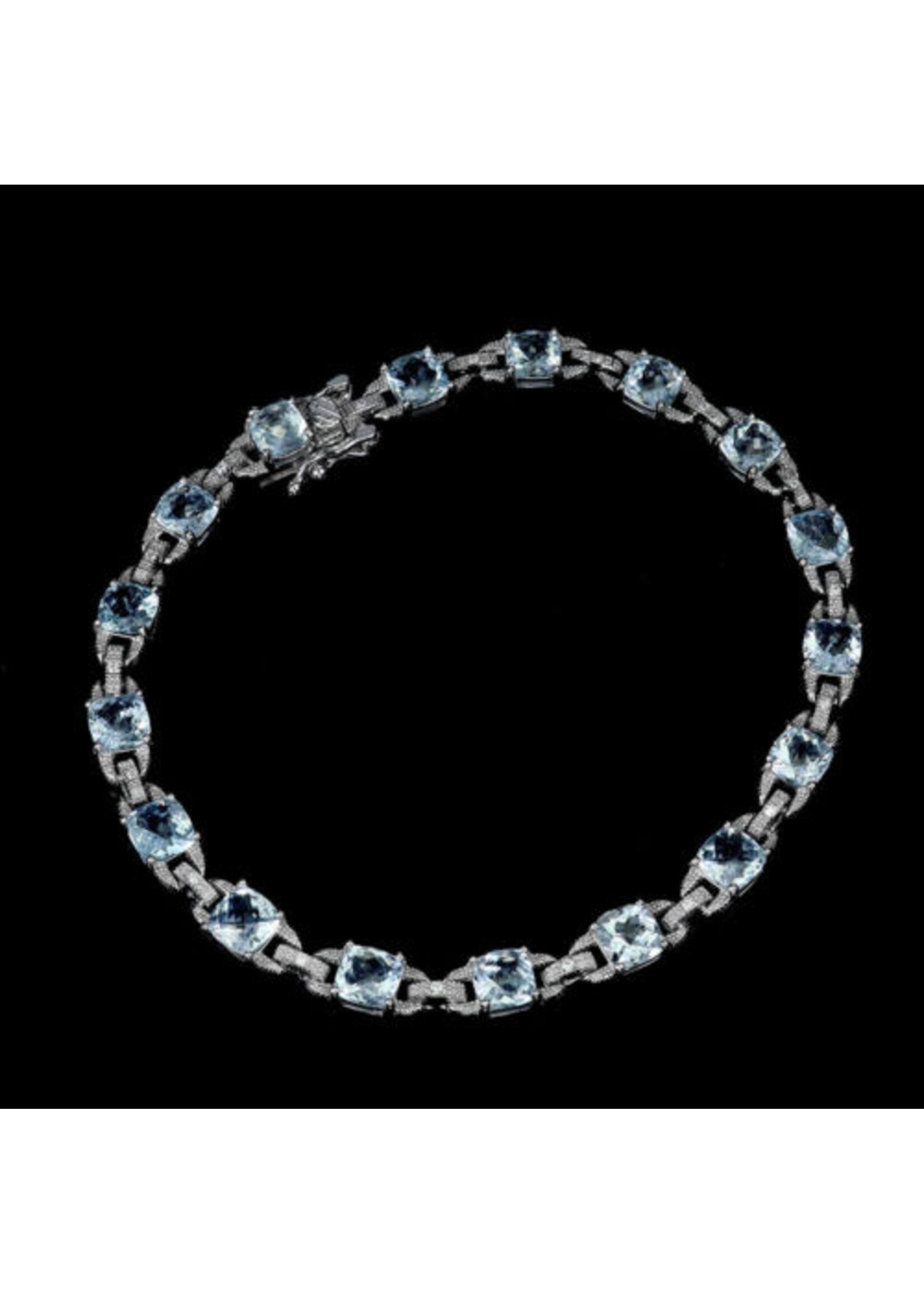 Bracciale in argento rodiato 925 con acquamarine naturali