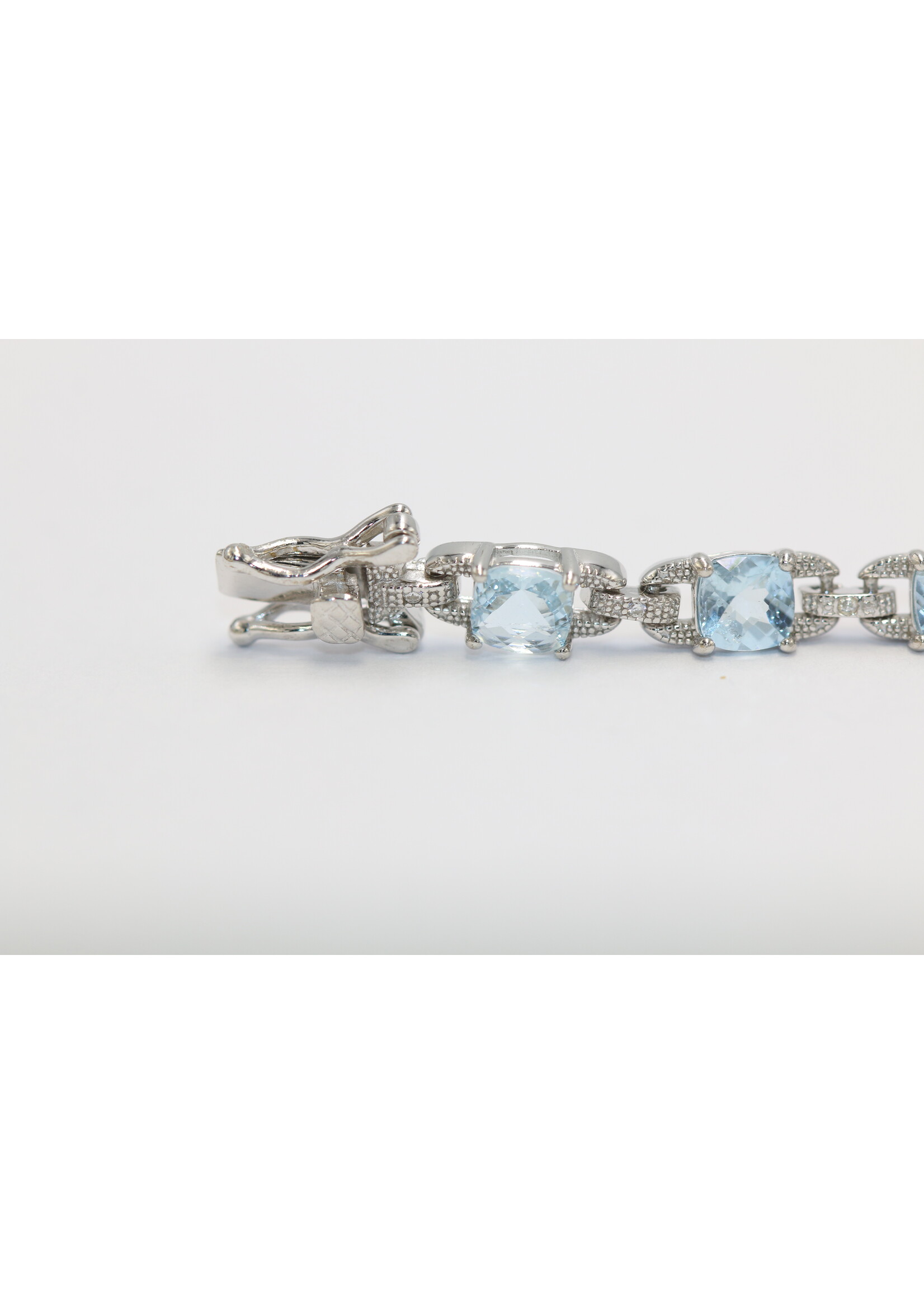 925 gerhodineerd zilveren Armband bezet met natuurlijke Aquamarijnen