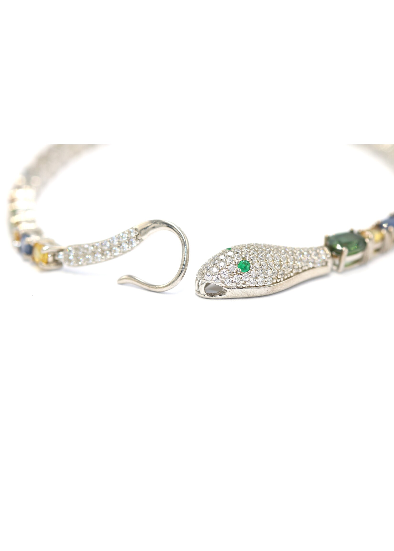 925 gerhodineerd zilveren Armband bezet met natuurlijke  Multi kluer Saffieren