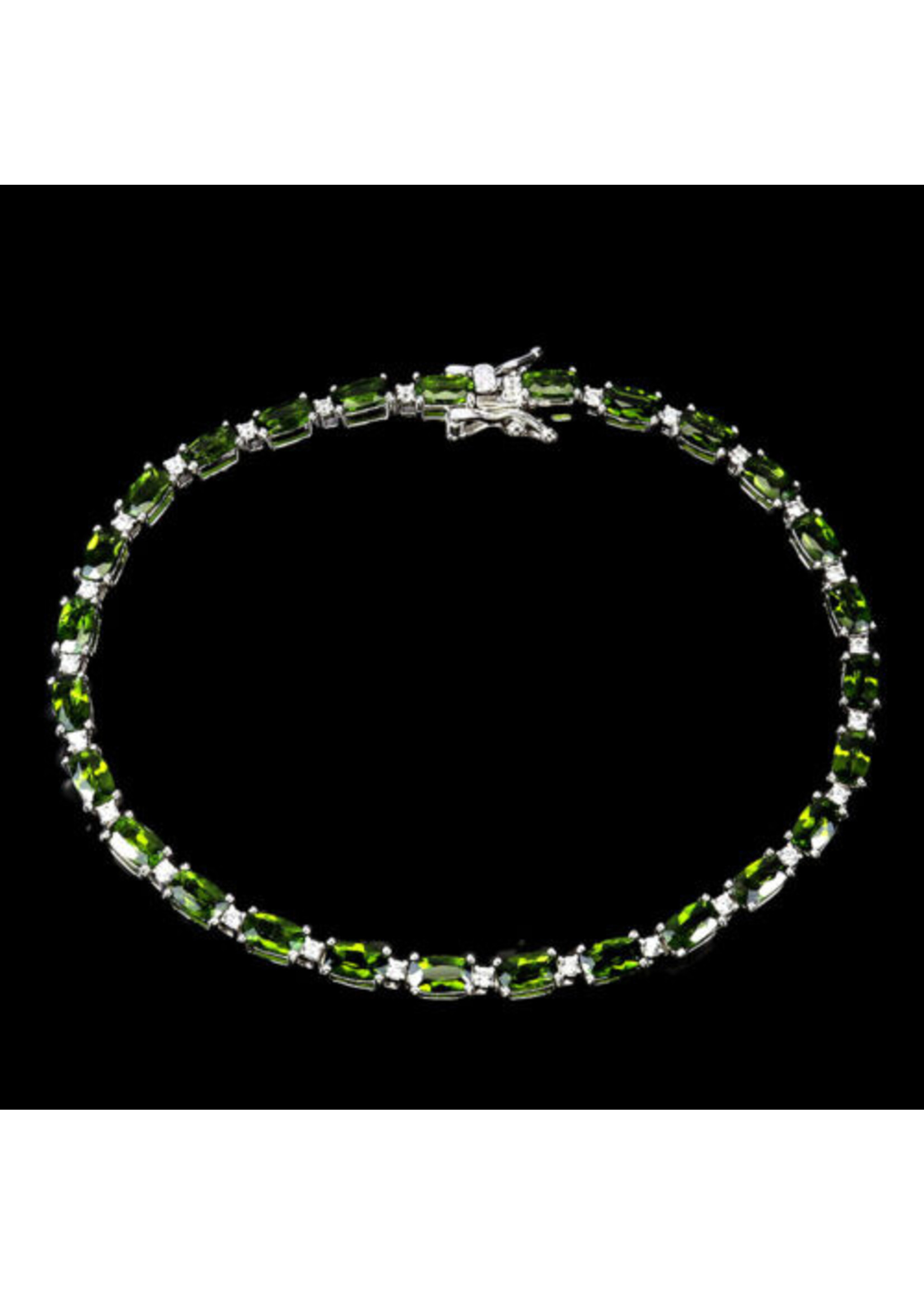 Bracciale in argento rodiato 925 con Diopside naturale
