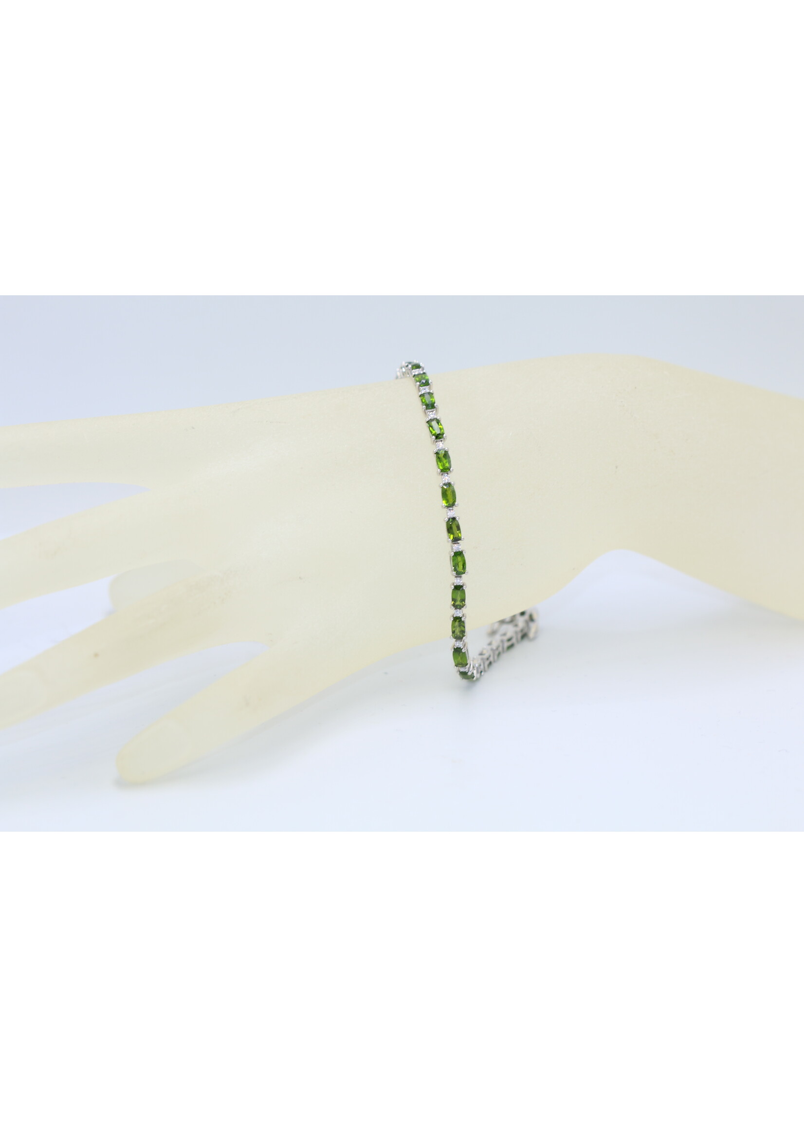 Bracciale in argento rodiato 925 con Diopside naturale