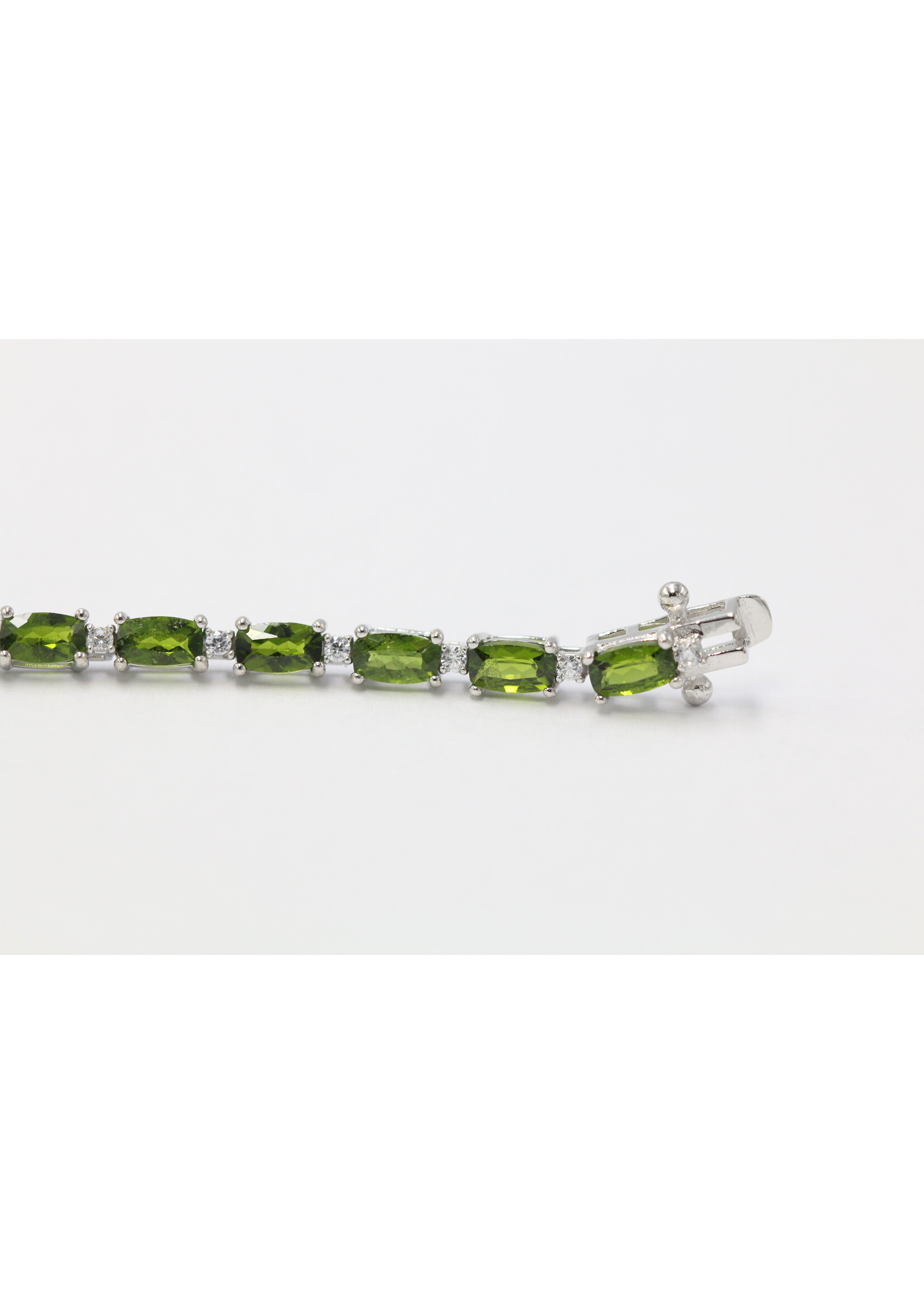 925 gerhodineerd zilveren Armband bezet met natuurlijke Diopsied