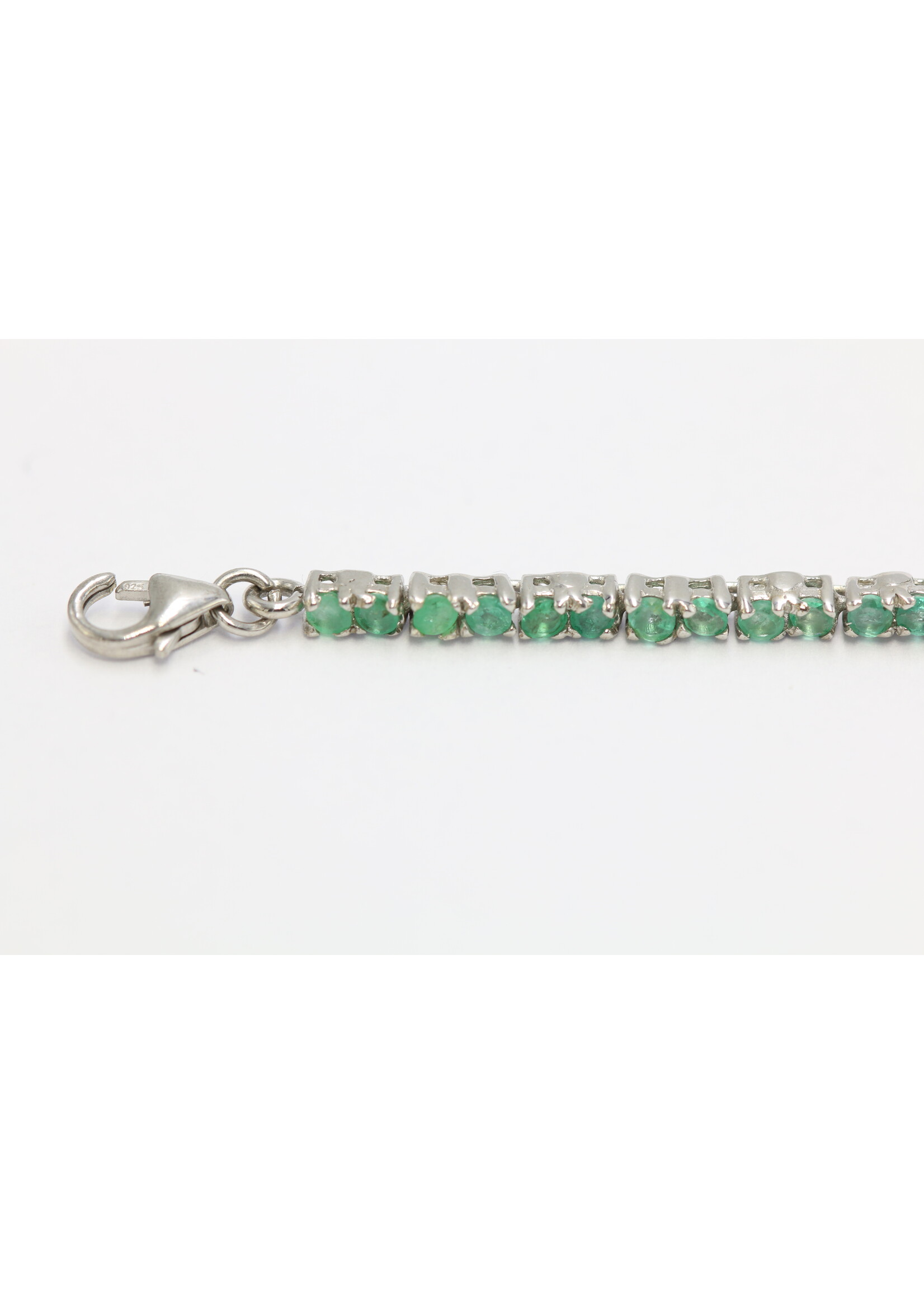 925 gerhodineerd zilveren Armband bezet met natuurlijke Smaragden